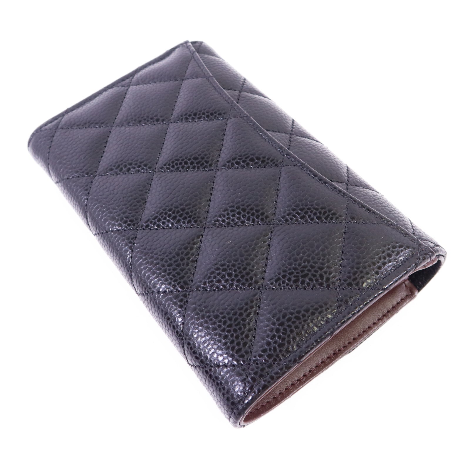 CHANEL 牛皮皮革Matelasse Tri-Fold Wallet金扣長錢包