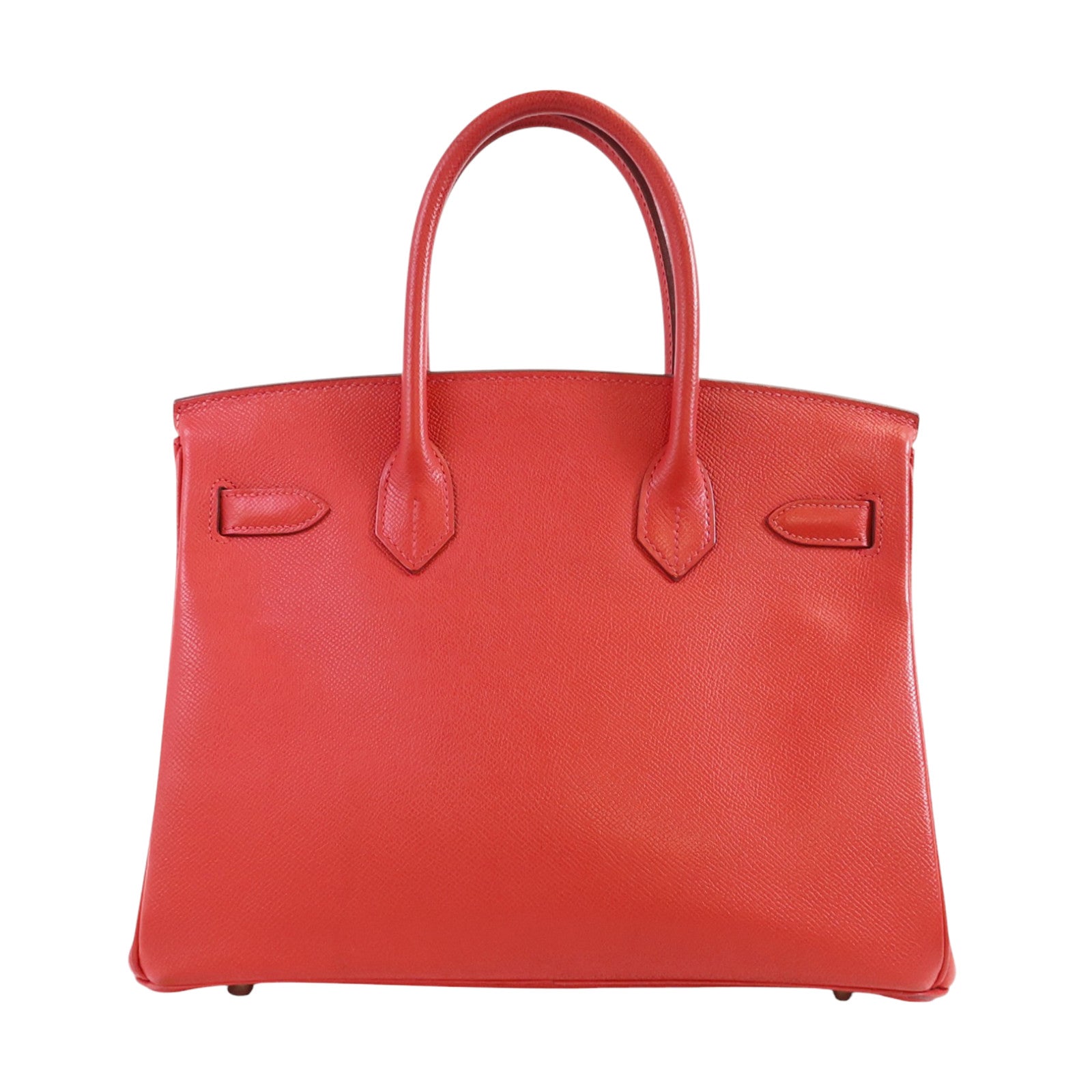 HERMES Epsom皮革Birkin 30銀扣手挽袋紅色