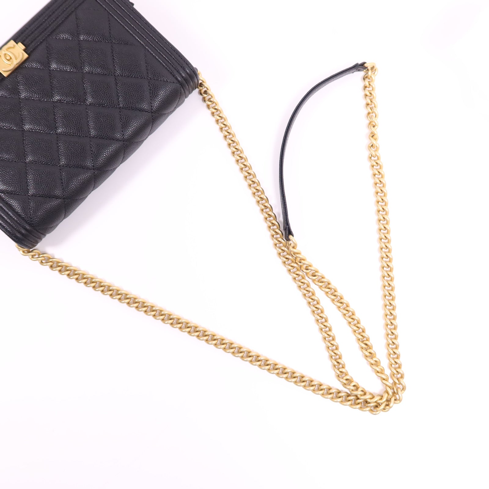 CHANEL 牛皮皮革Boy WOC Wallet On Chain金扣鏈帶肩背袋