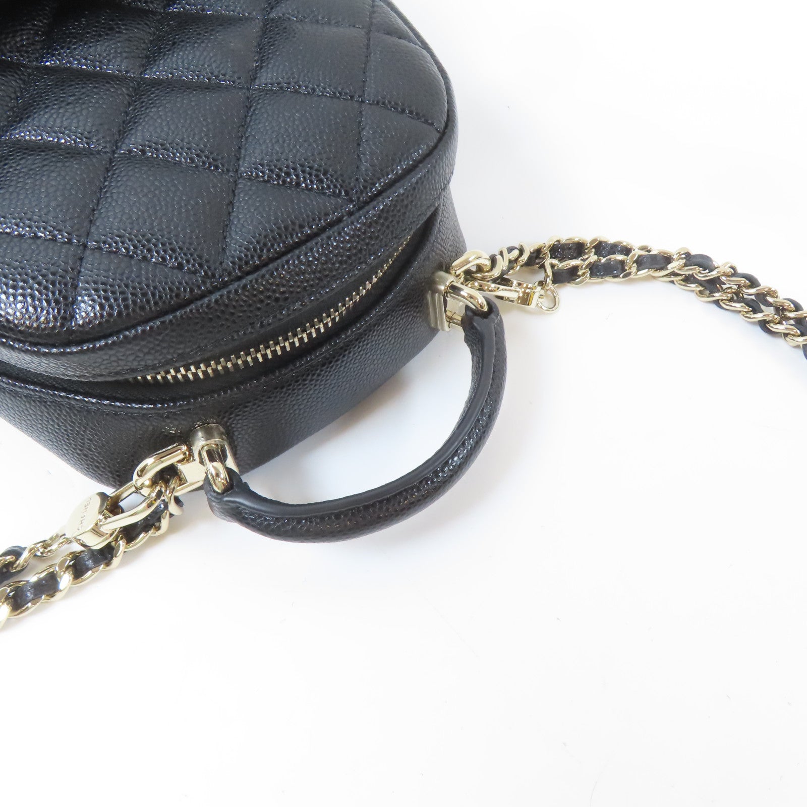 CHANEL 菱格Caviar皮革24C Backpack金扣背包肩背袋兩用黑色