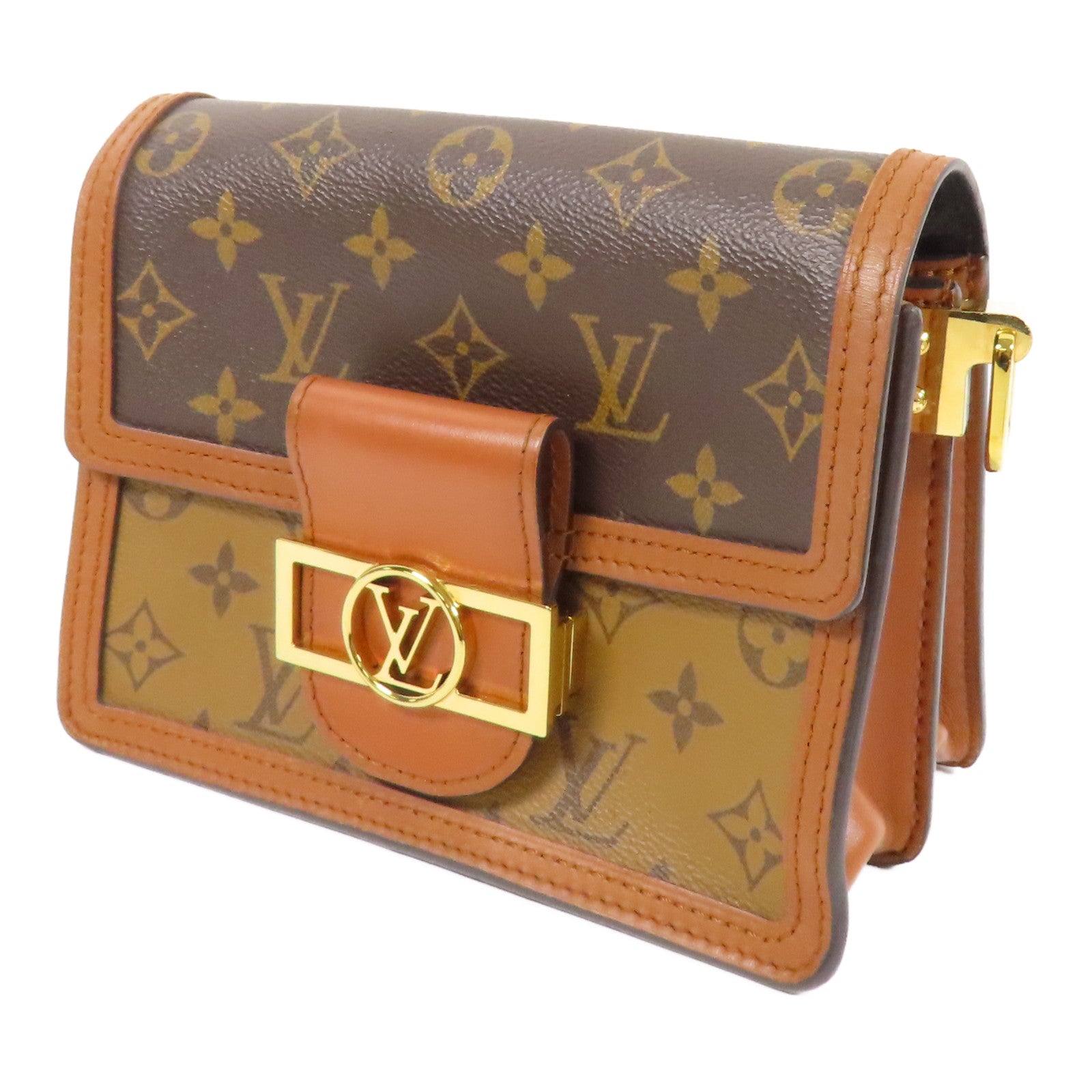LOUIS VUITTON Monogram Reverse Mini Dauphine金扣肩背袋