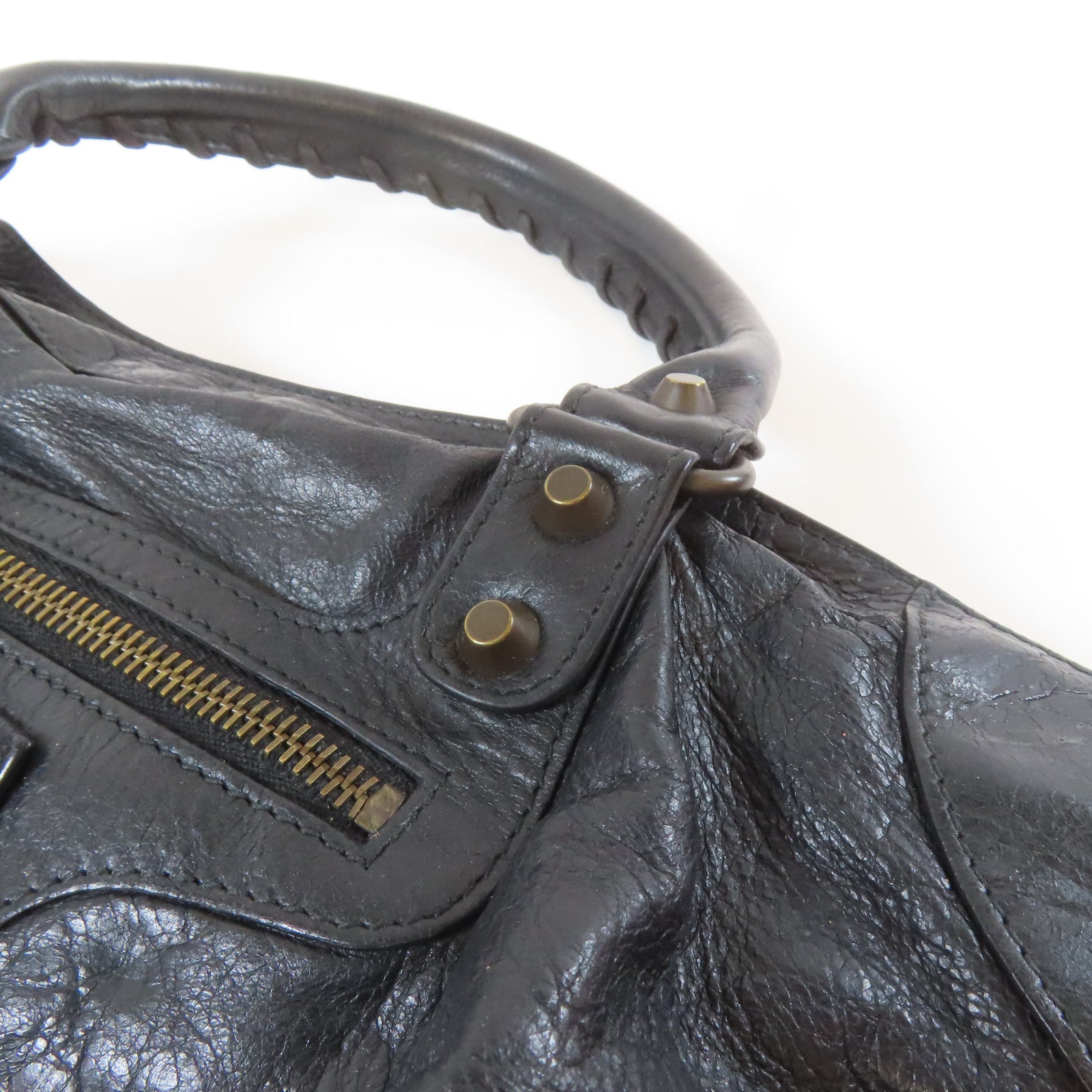 BALENCIAGA 羊皮皮革City黑扣手挽肩背兩用袋黑色