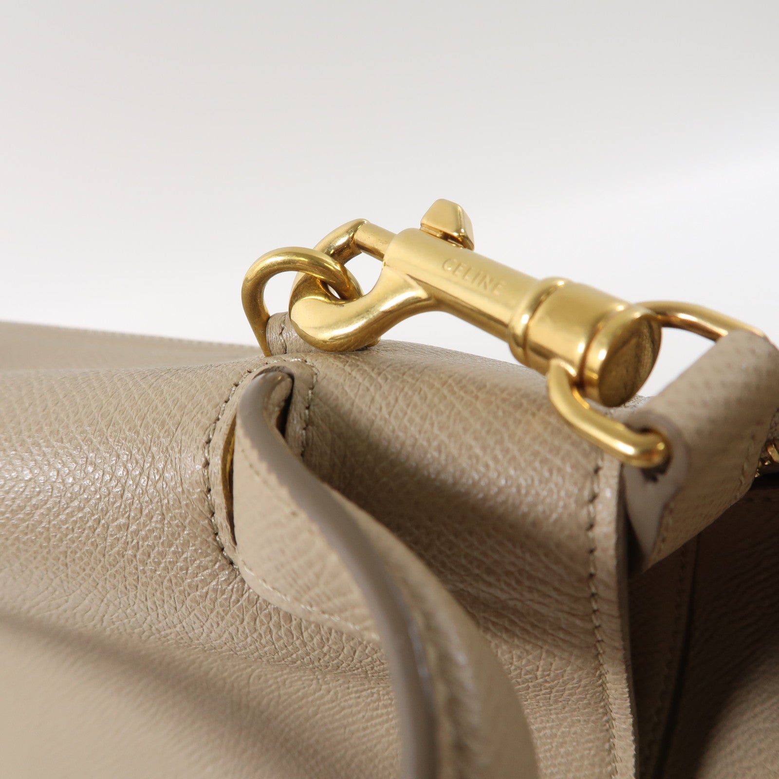 CELINE 牛皮皮革Belt Bag金扣手挽肩背兩用袋杏色