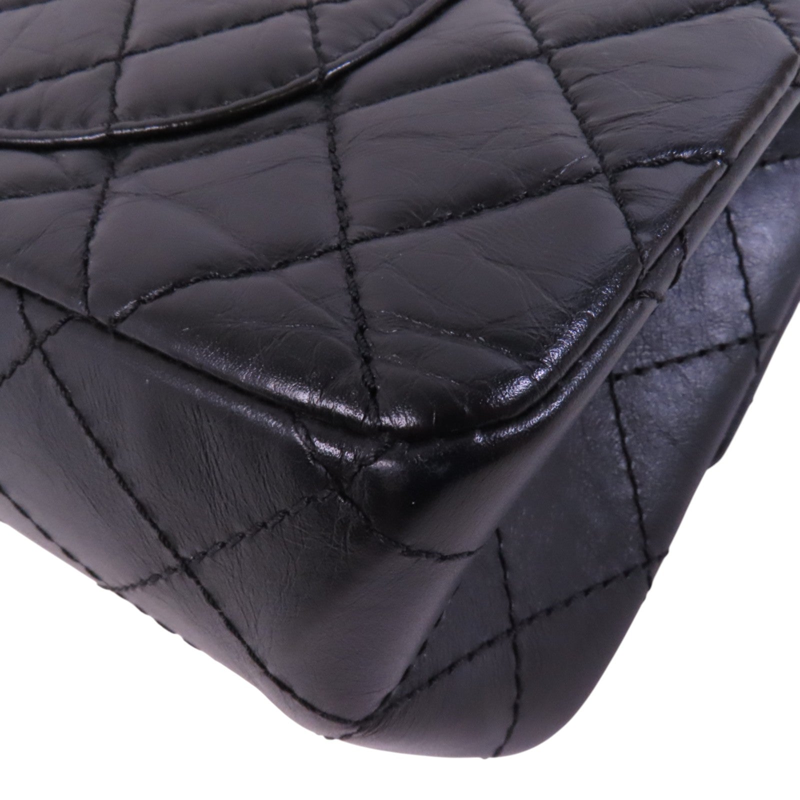 CHANEL 牛皮皮革2.55 28cm金扣鏈帶肩背袋