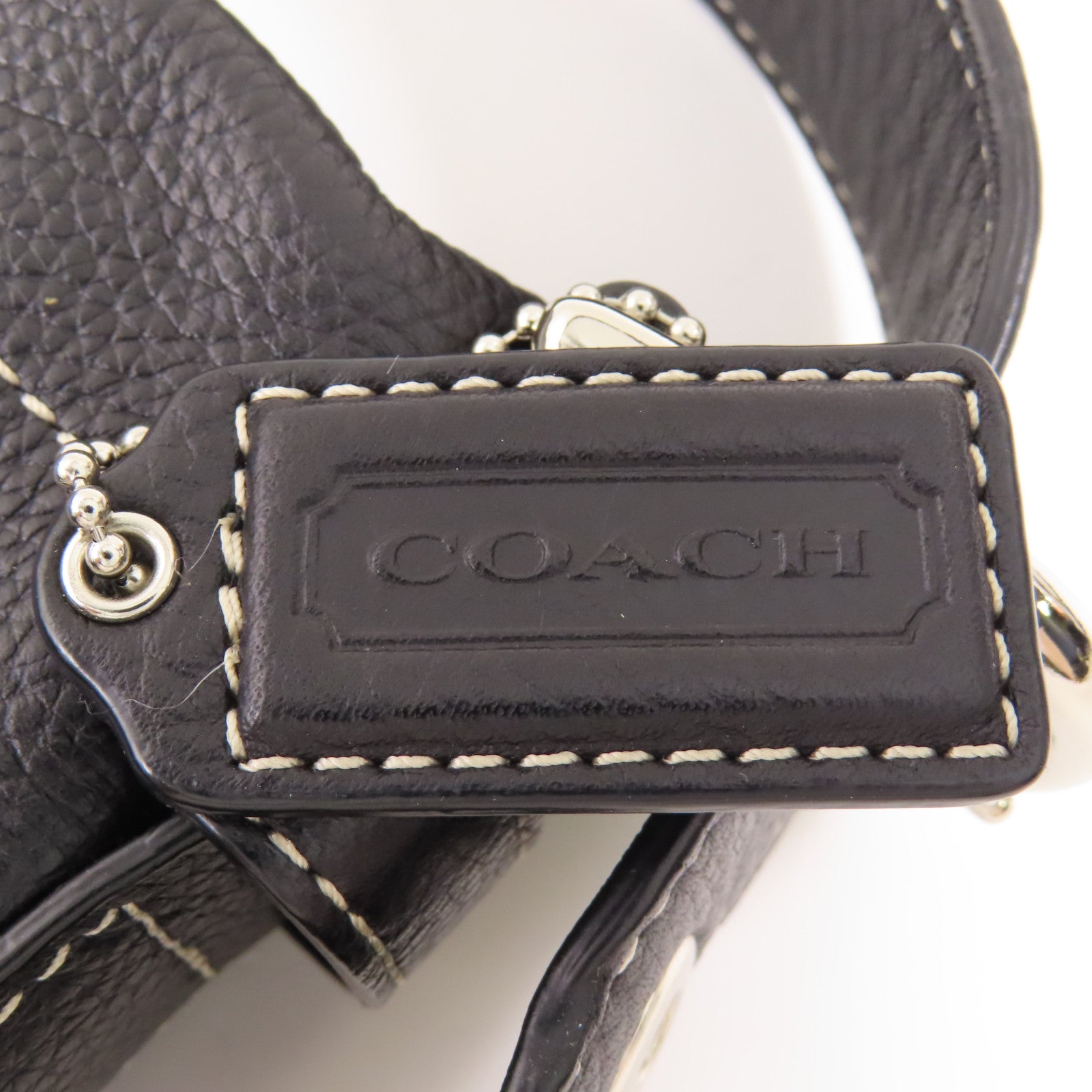 COACH 牛皮皮革Shoulder Bag銀扣肩背袋