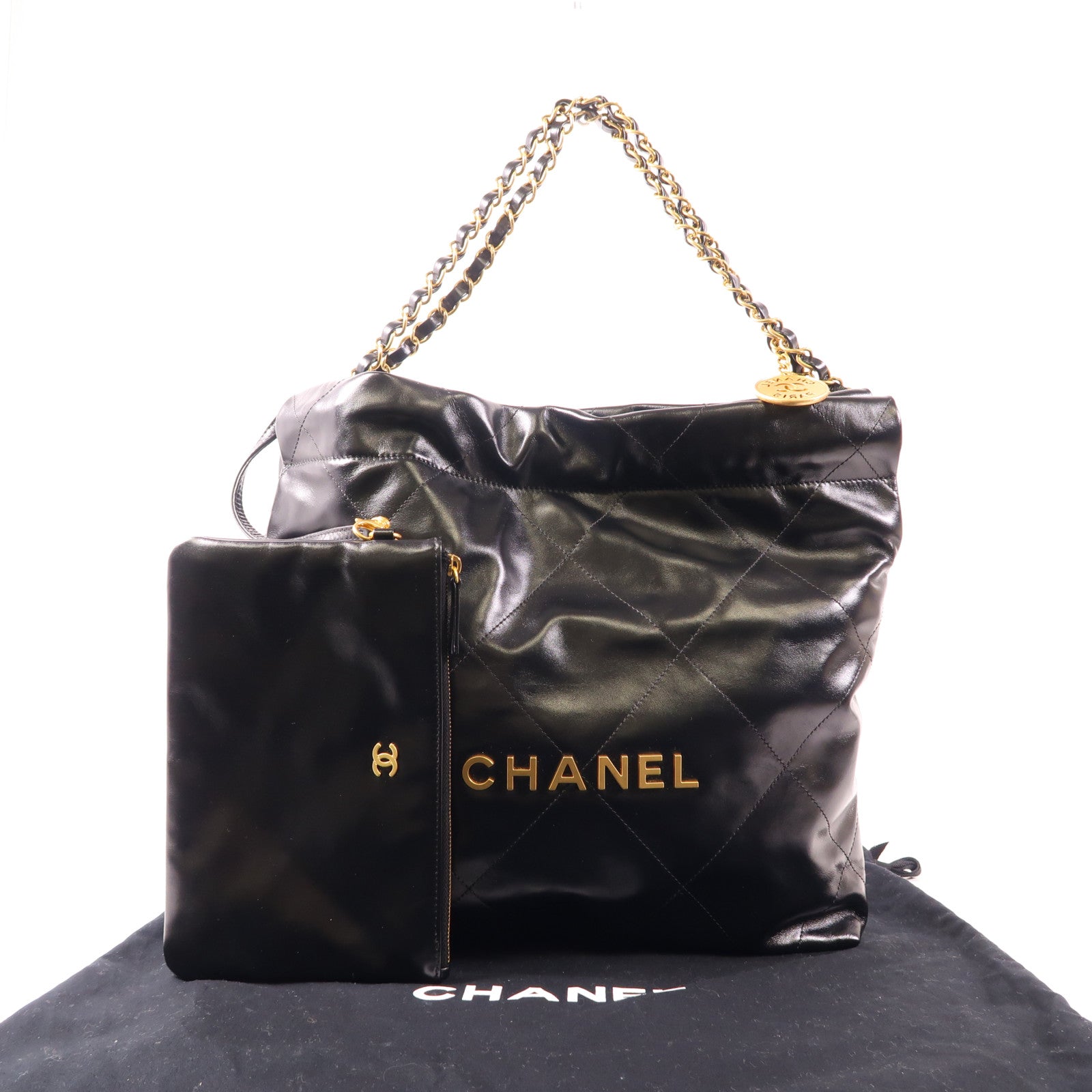 CHANEL 牛皮皮革Chanel 22 Small金扣鏈帶肩背袋