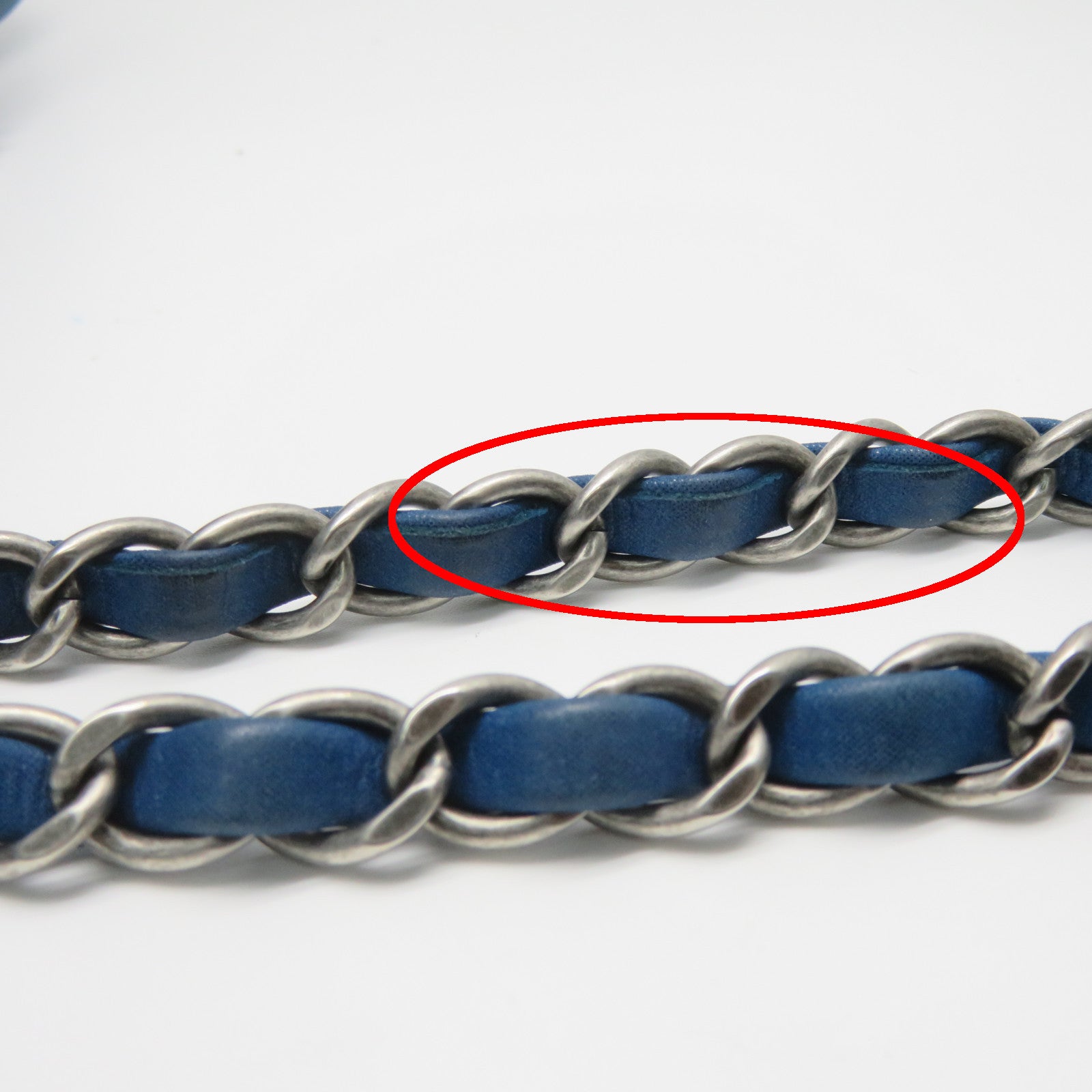 CHANEL 【激減優惠】牛皮皮革Chain Shoulder銀扣鏈帶肩背袋藍色