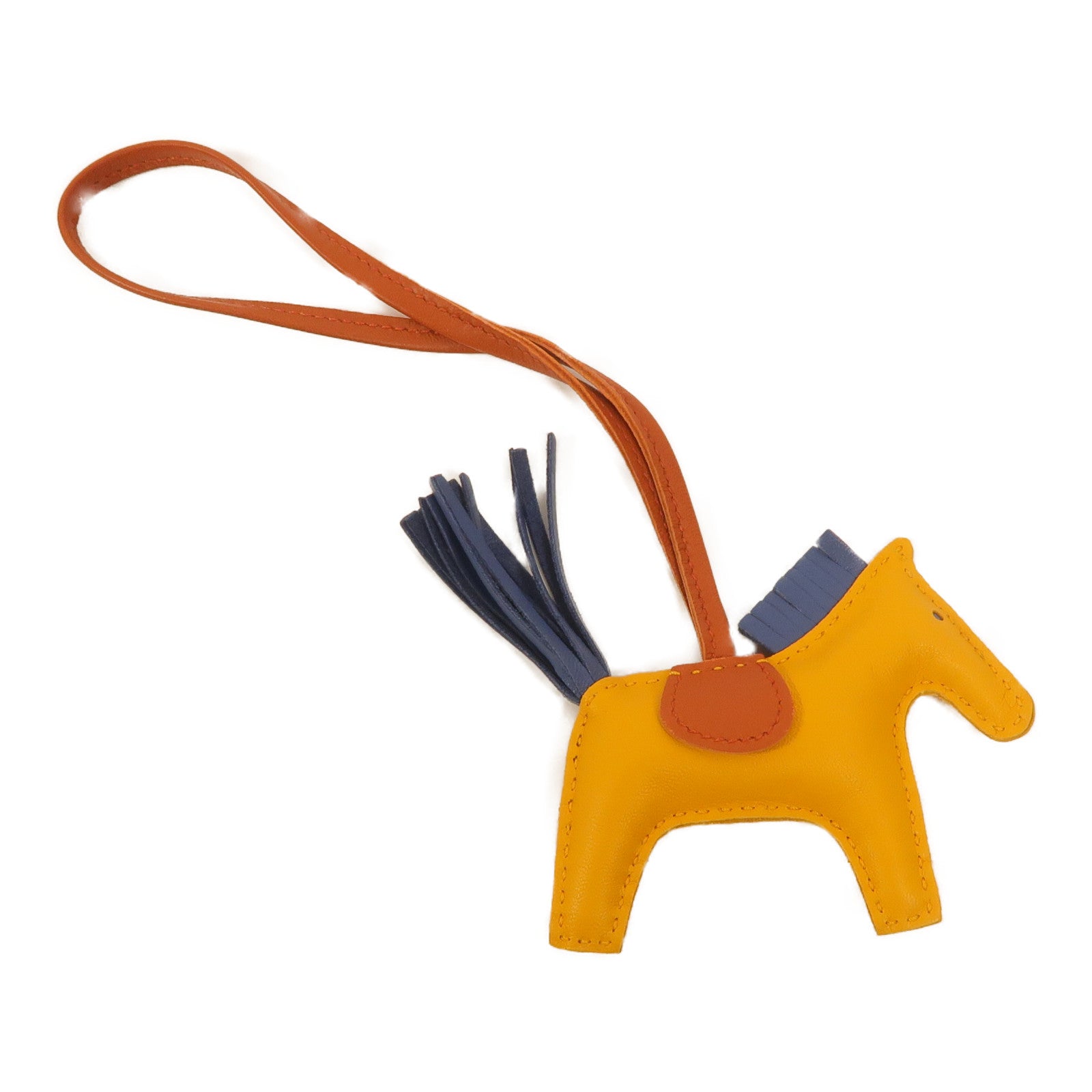 HERMES Milo皮革Rodeo PM掛飾9V Jaune d'Or/R2 Bleu Agate/3B Cornaline