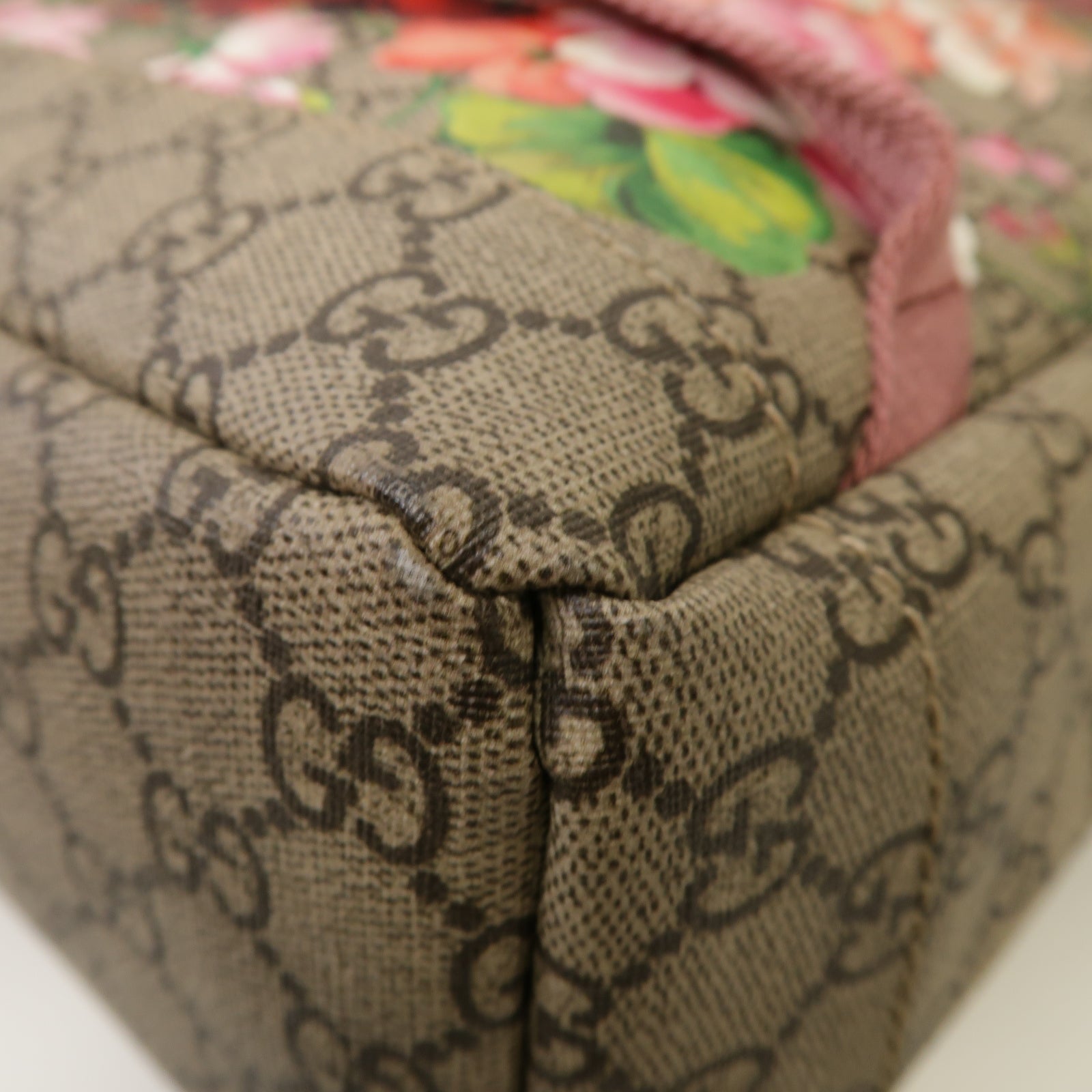 GUCCI 塗層帆布Backpack銀扣背包棕色/粉紅色