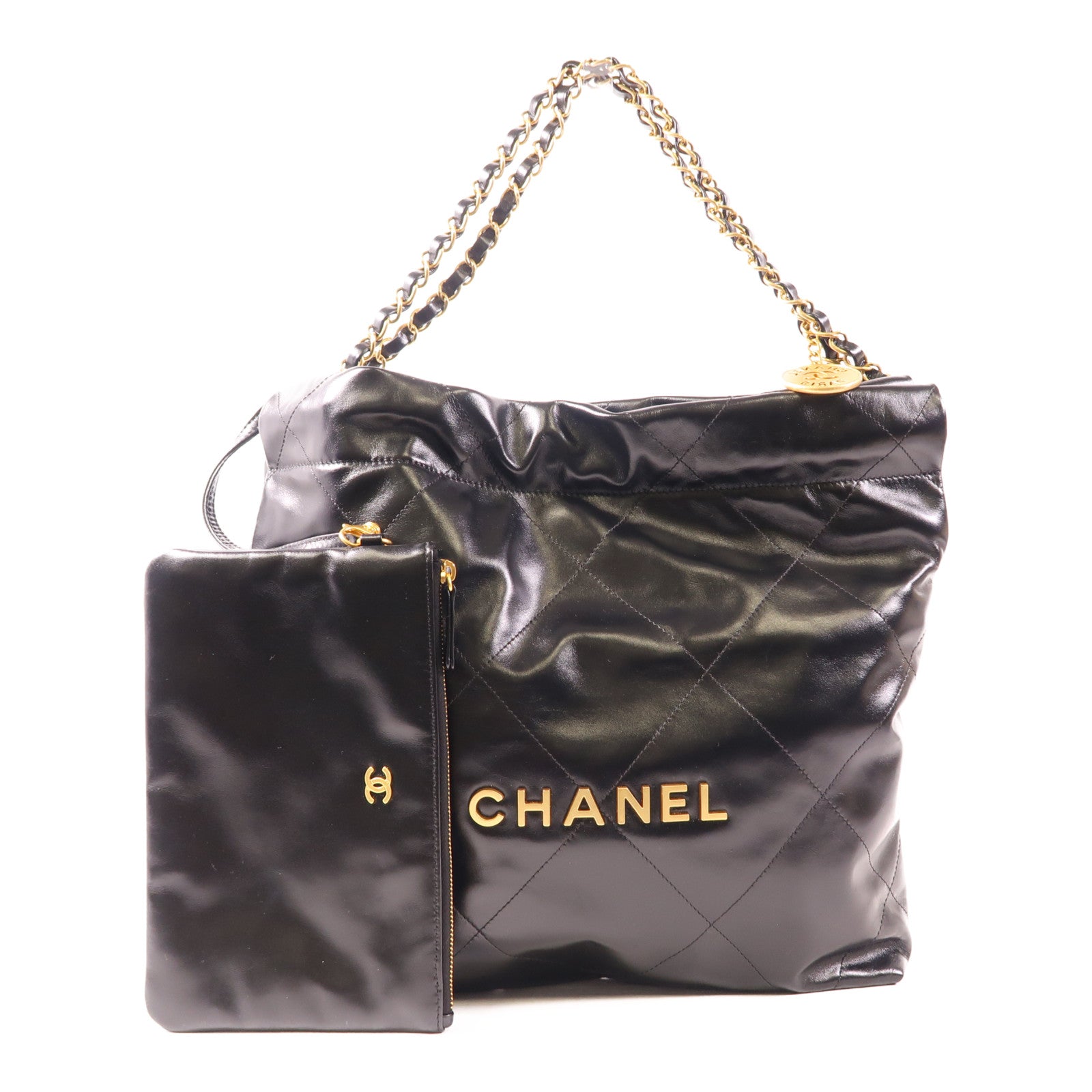 CHANEL 牛皮皮革Chanel 22 Small金扣鏈帶肩背袋