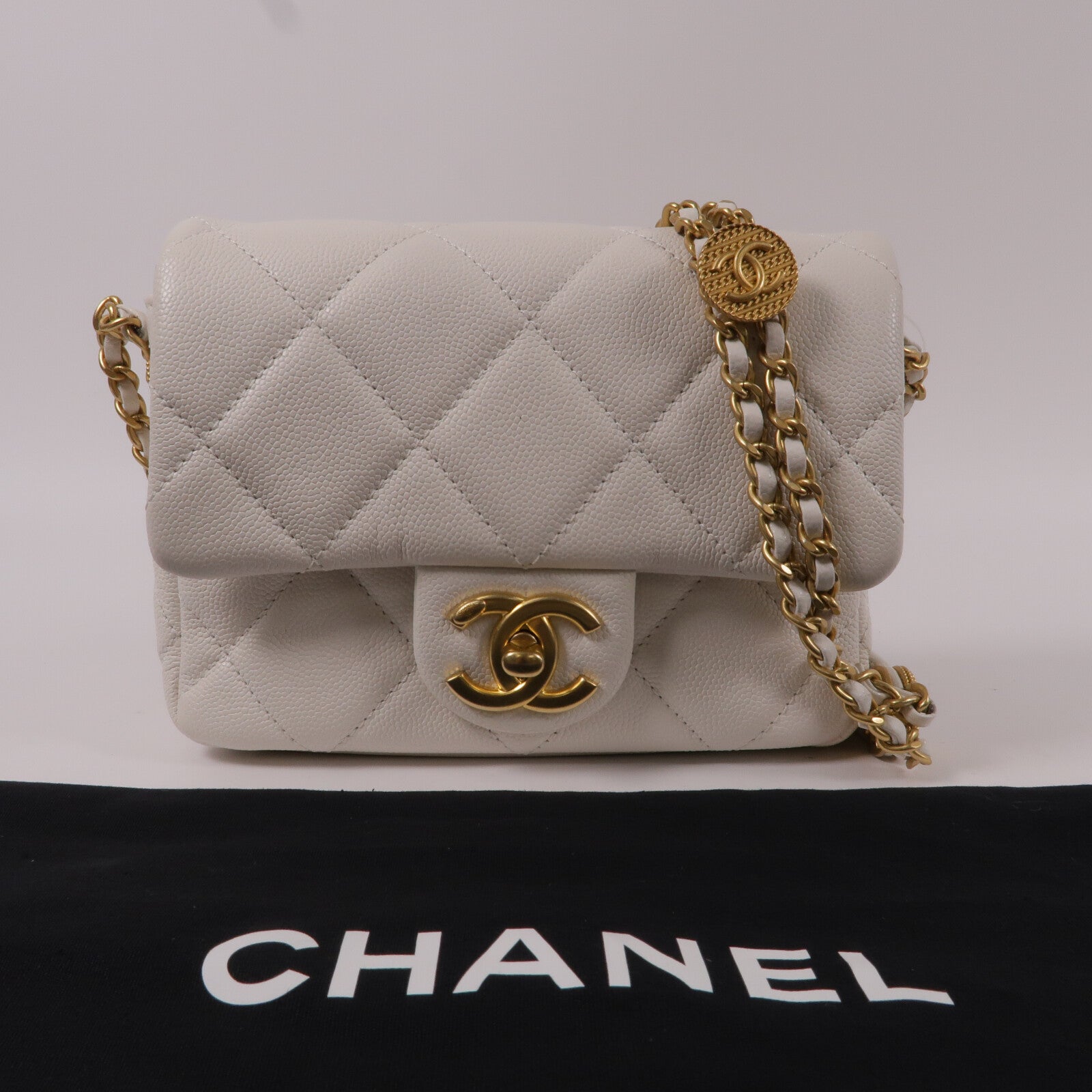 CHANEL 牛皮皮革Chain Shoulder鏈帶肩背袋