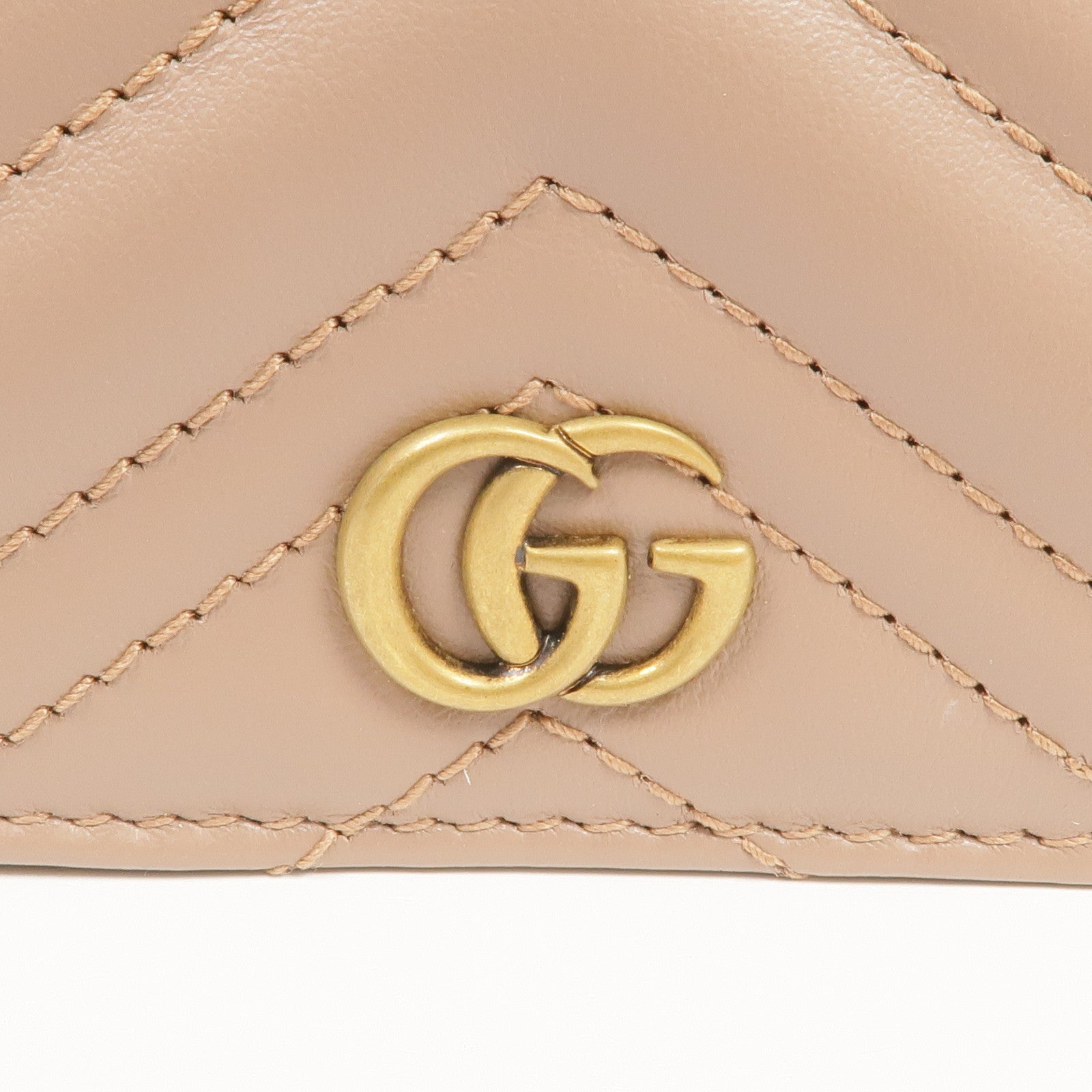 GUCCI 牛皮皮革GG Marmont Card Case Wallet金扣錢包