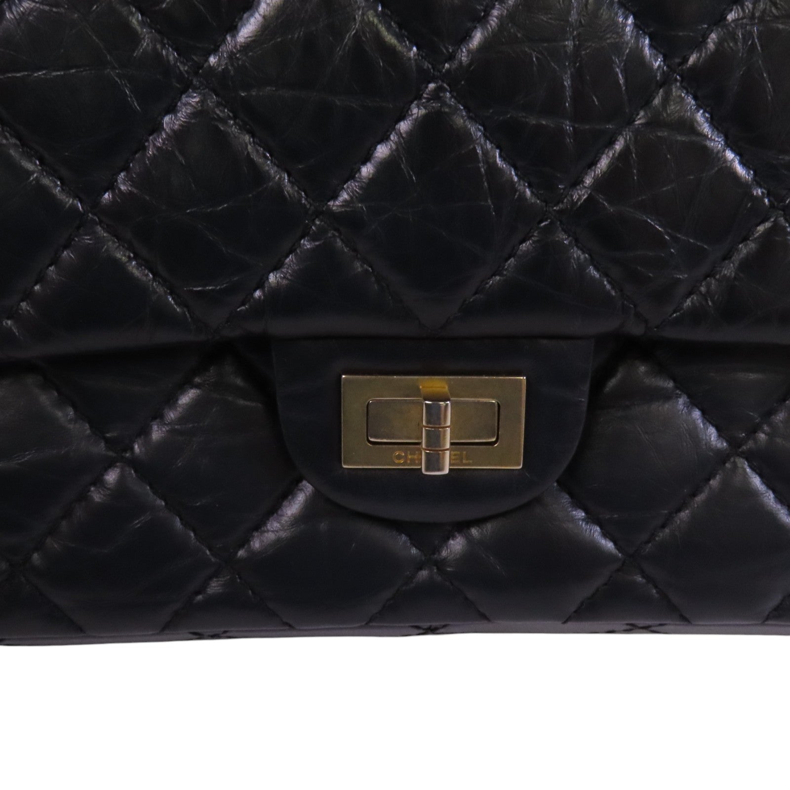 CHANEL 牛皮皮革2.55 28cm金扣鏈帶肩背袋
