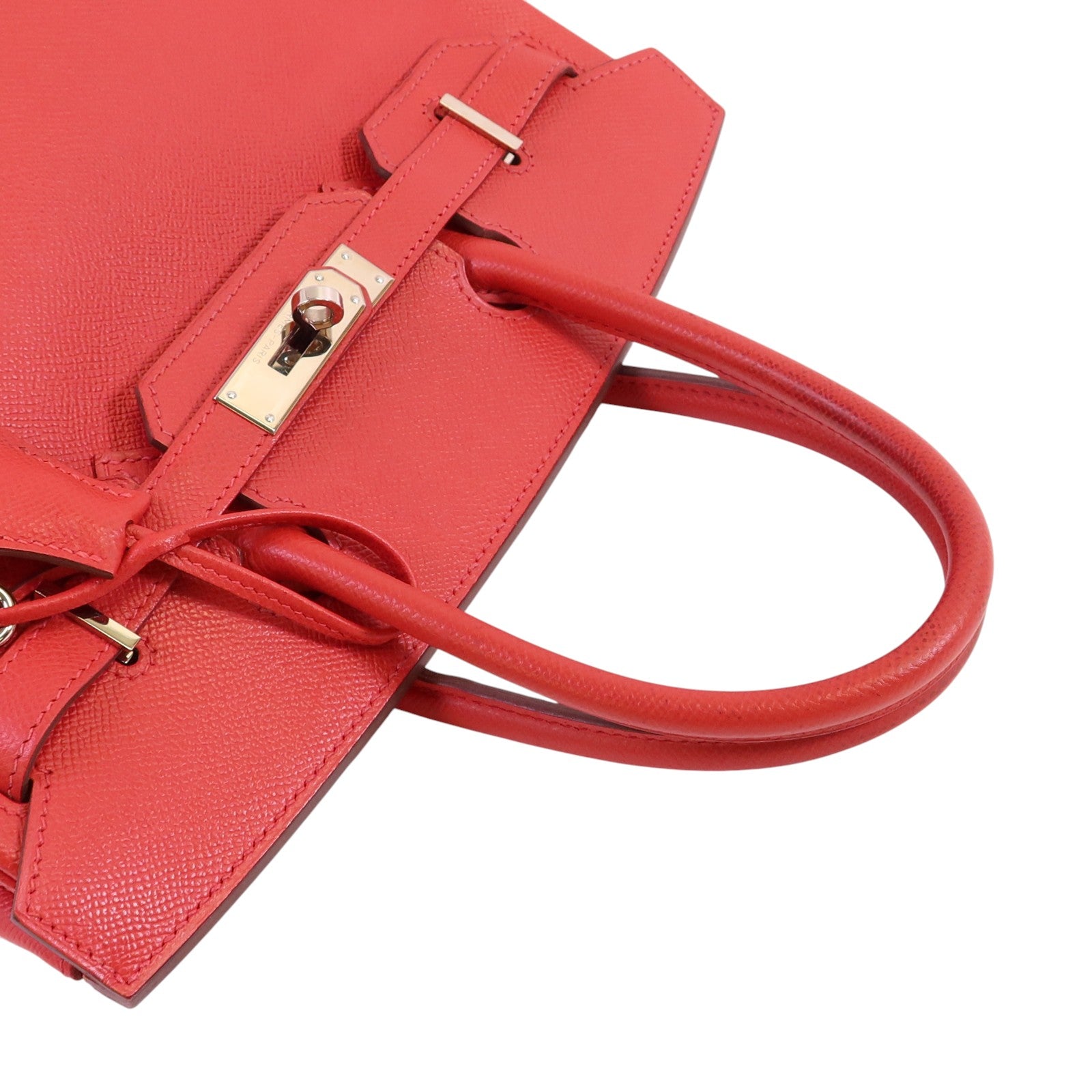 HERMES Epsom皮革Birkin 30銀扣手挽袋紅色