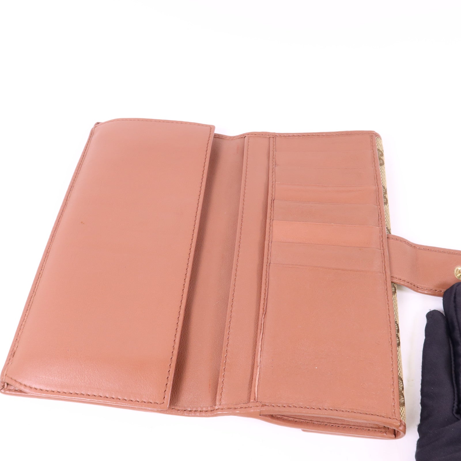 GUCCI 帆布Long Bifold Wallet金扣長錢包