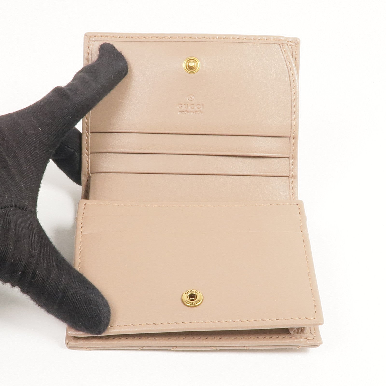 GUCCI 牛皮皮革GG Marmont Card Case Wallet金扣錢包