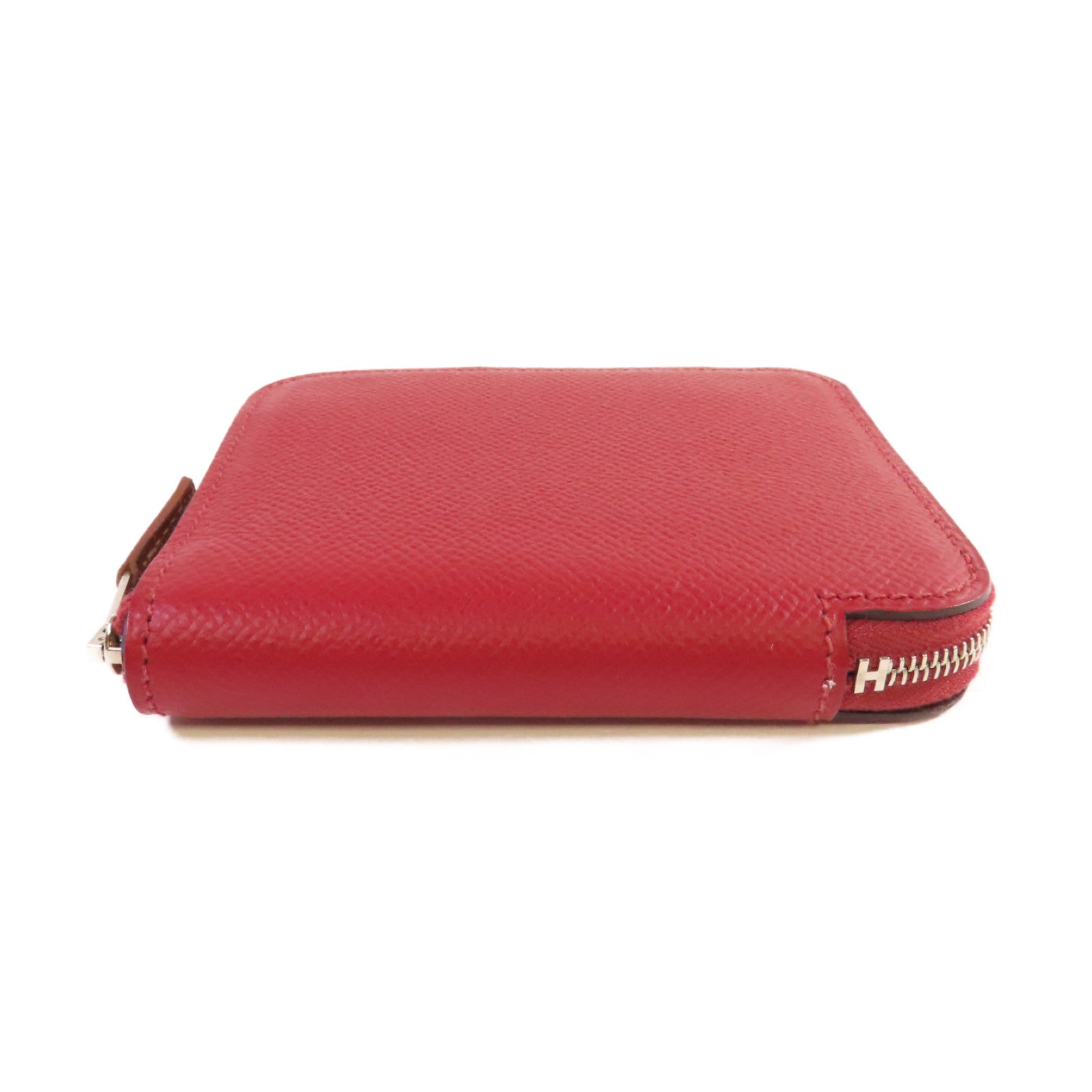 HERMES Epsom皮革Silk'In Compact Wallet銀扣短錢包Rouge Grenat石榴紅色