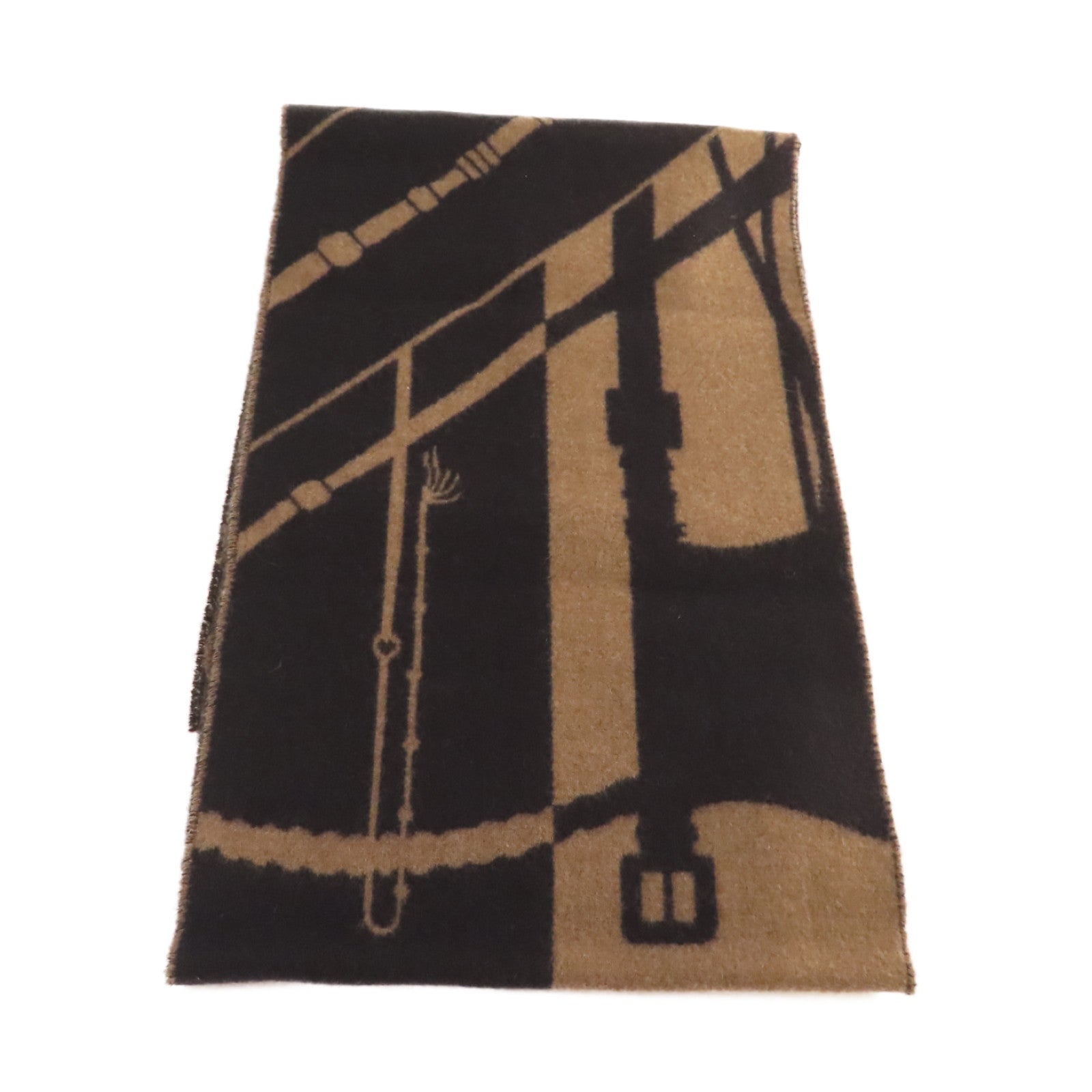 HERMES 【激減優惠】羊絨Scarf圍巾Noir黑色/Etoupe啡色