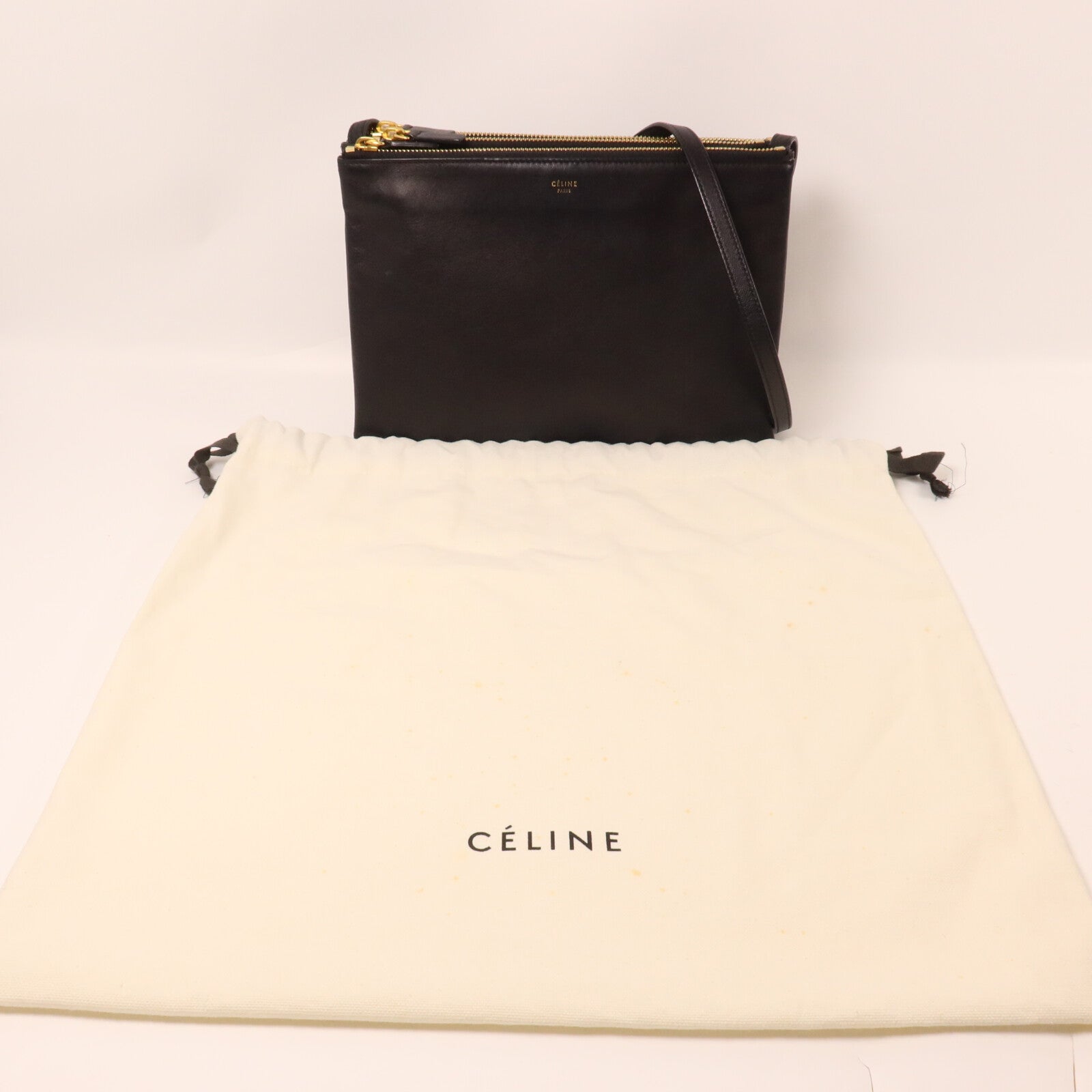 CELINE 羊皮皮革Trio肩背袋