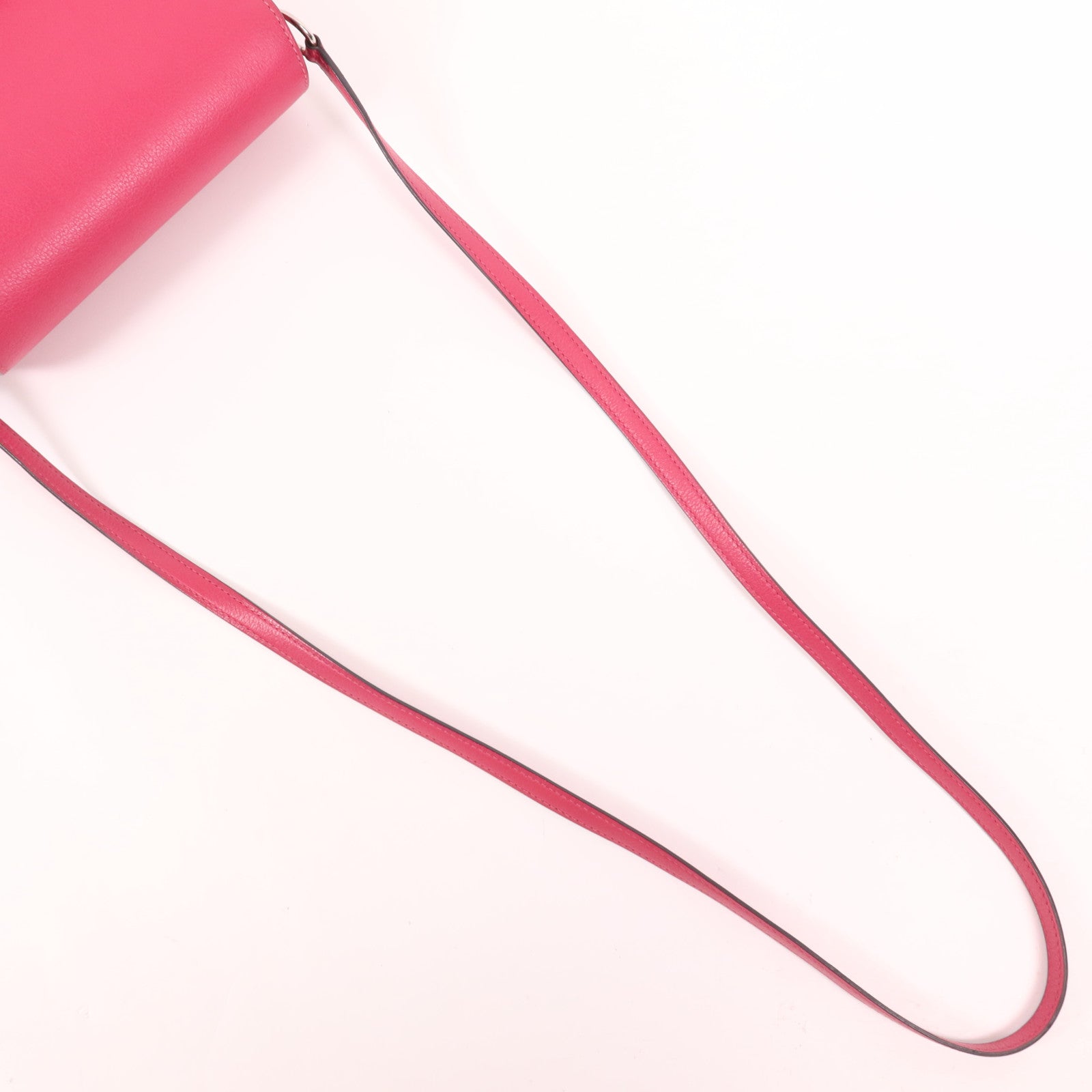 HERMES Evercolour皮革/鱷魚皮革Mini Roulis銀扣肩背袋Rose Mexico