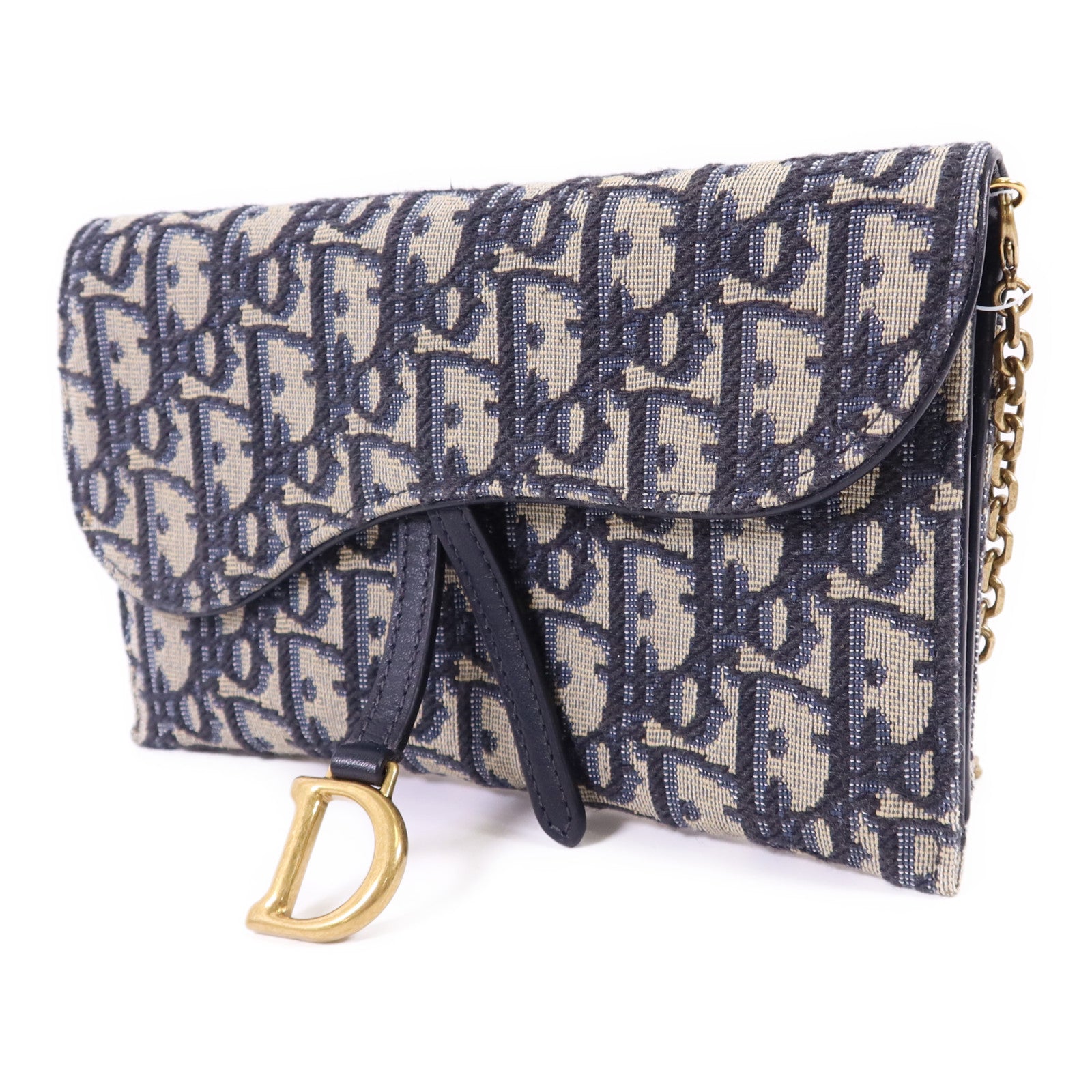 Dior 帆布Small Saddle Pouch金扣鏈帶肩背袋