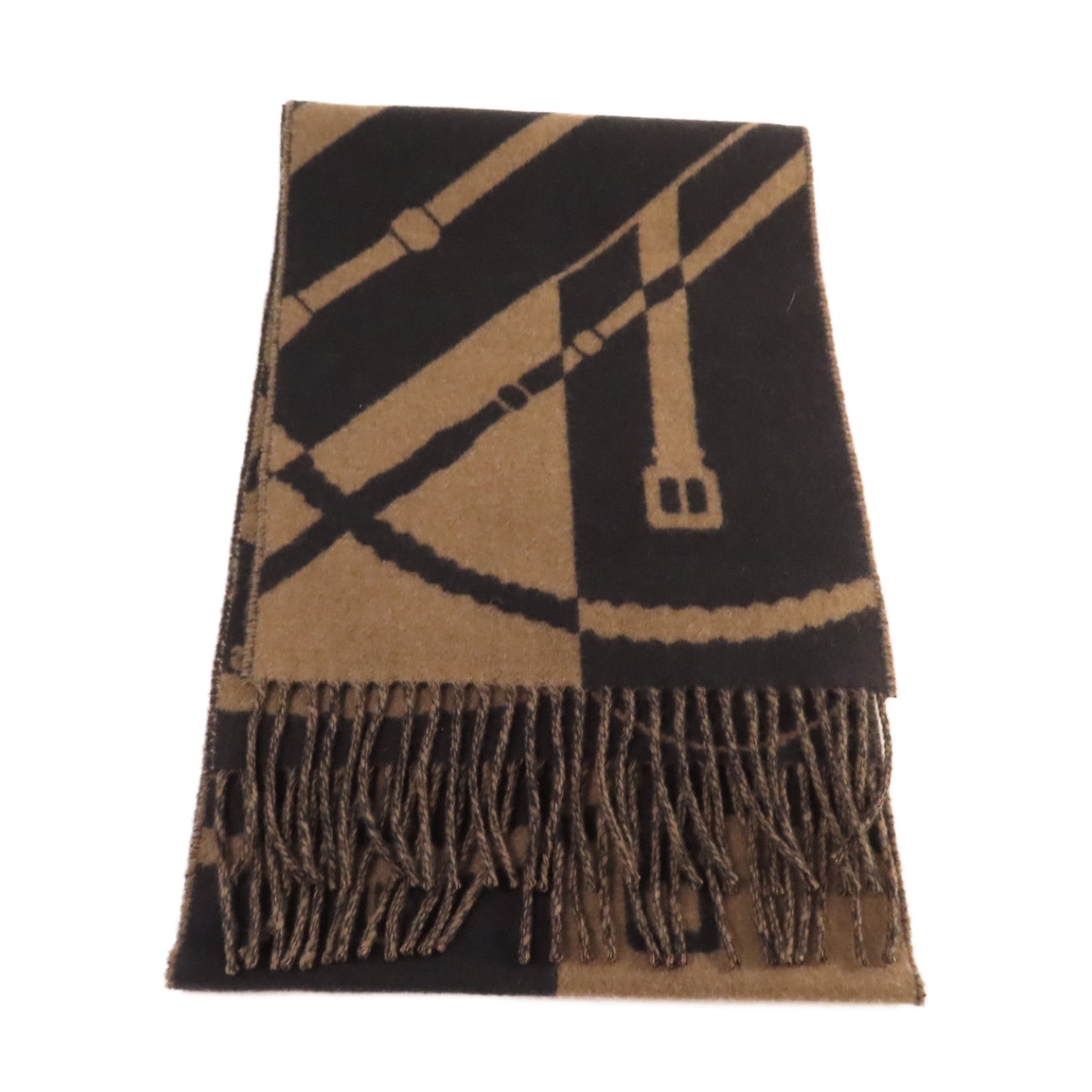 HERMES 【激減優惠】羊絨Scarf圍巾Noir黑色/Etoupe啡色