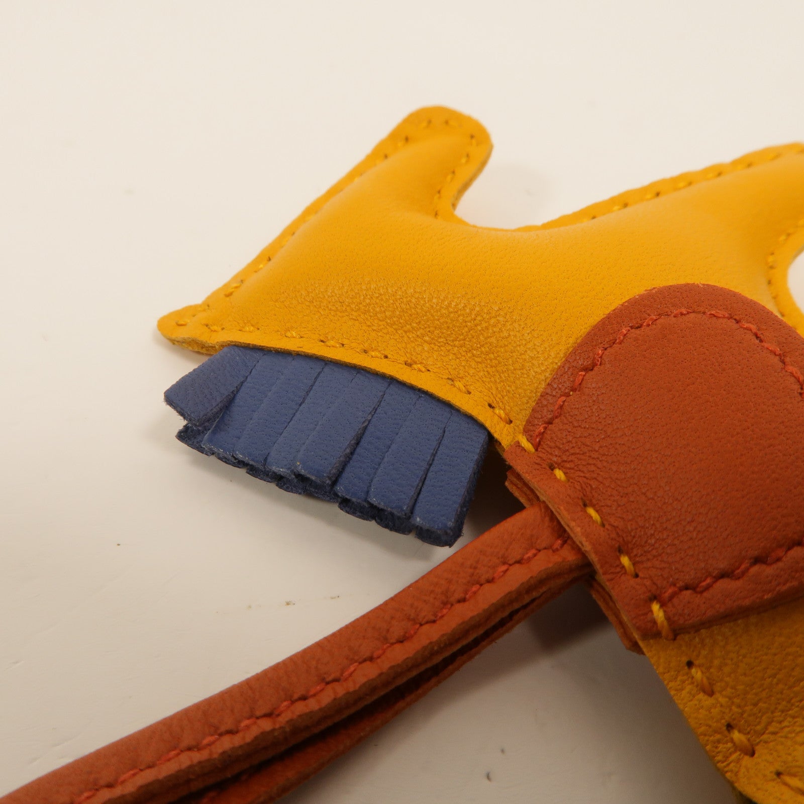 HERMES Milo皮革Rodeo PM掛飾9V Jaune d'Or/R2 Bleu Agate/3B Cornaline