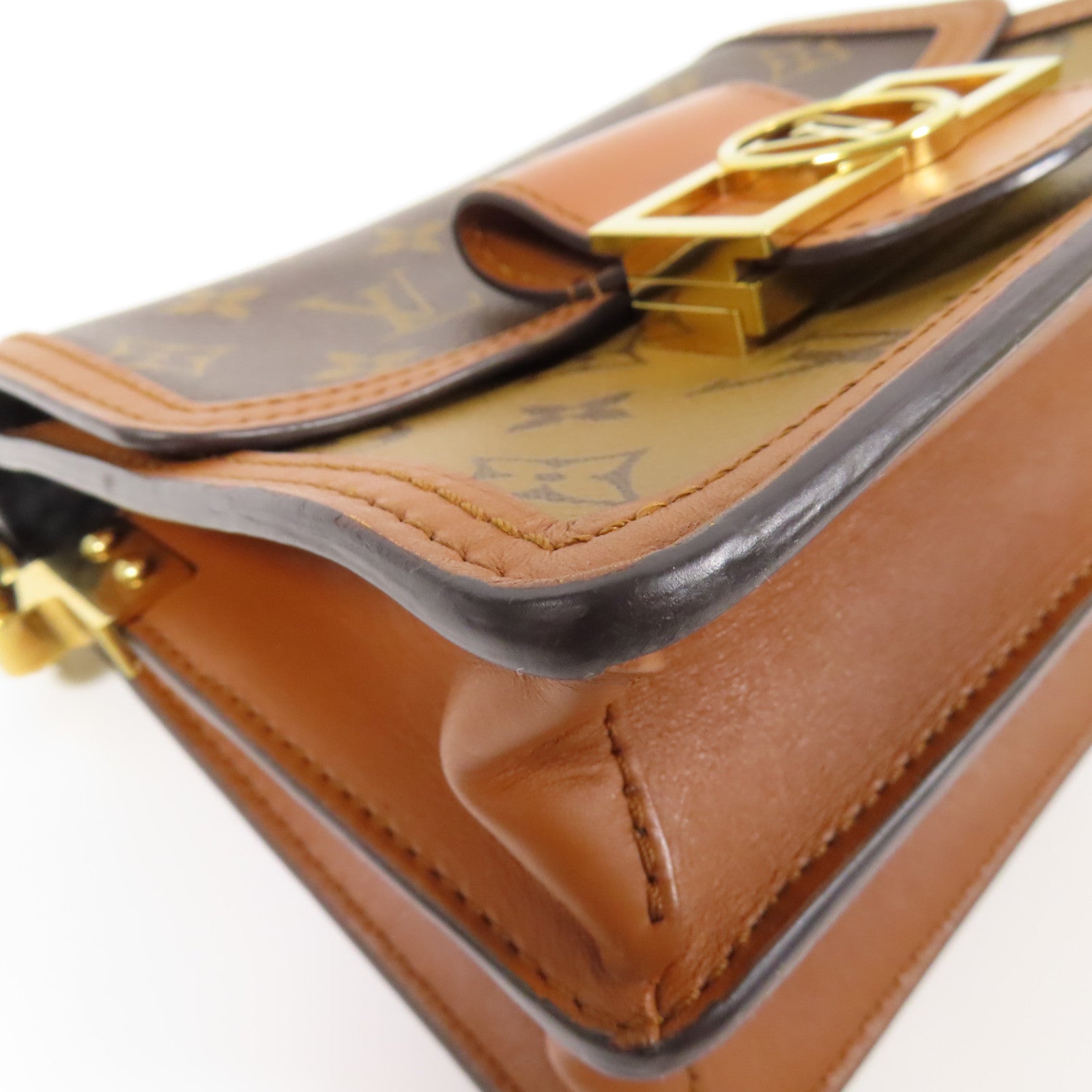 LOUIS VUITTON Monogram Reverse Mini Dauphine金扣肩背袋