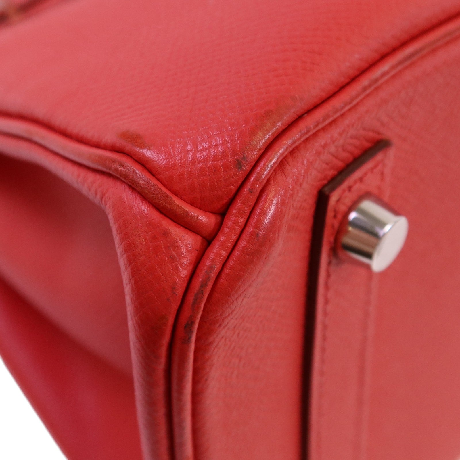 HERMES Epsom皮革Birkin 30銀扣手挽袋紅色
