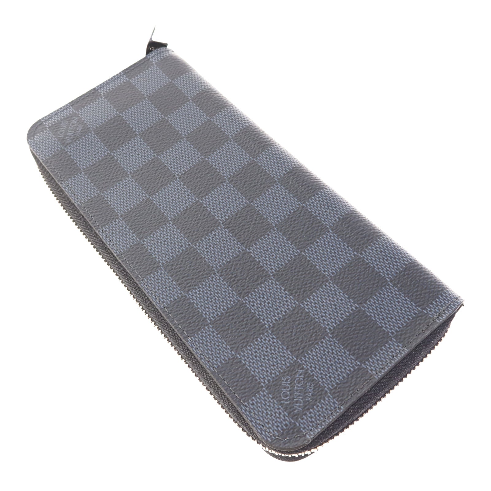 LOUIS VUITTON Damier Graphite Zipper Wallet Vertical銀扣長錢包