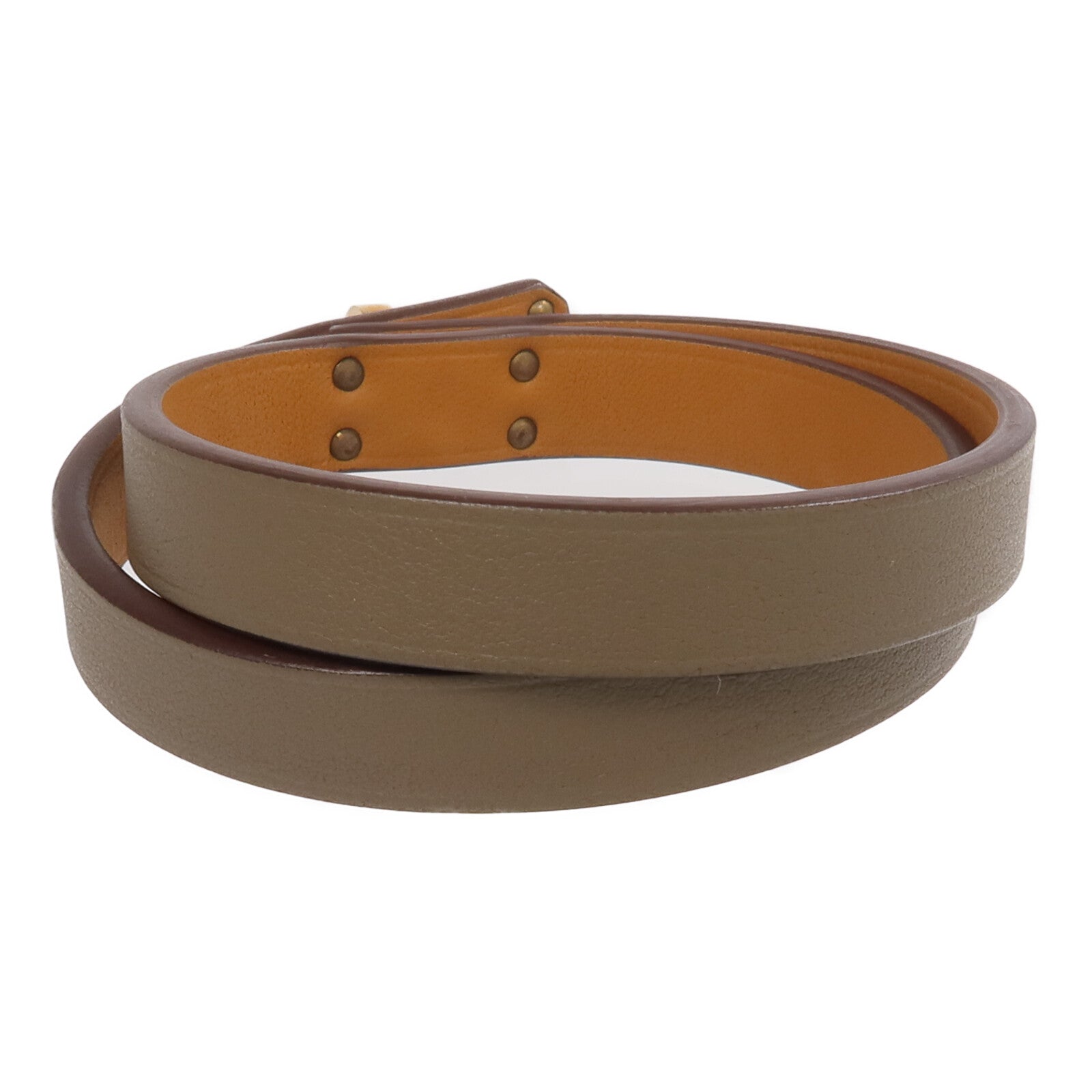 HERMES Swift皮革Mini Kelly Double Tour Bracelet金扣手帶Etoupe