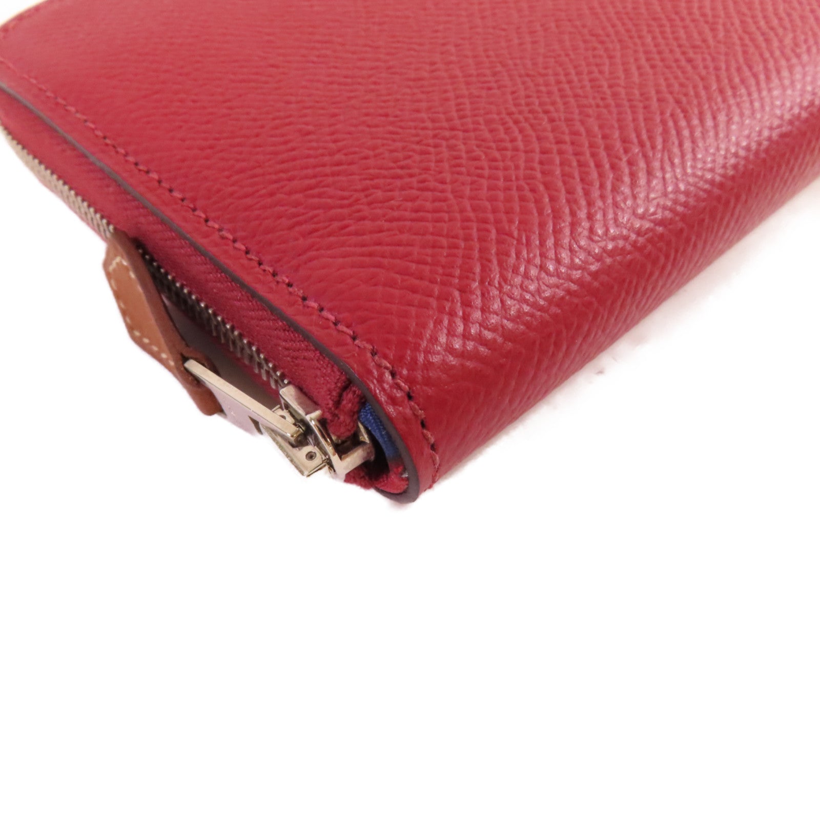 HERMES Epsom皮革Silk'In Compact Wallet銀扣短錢包Rouge Grenat石榴紅色