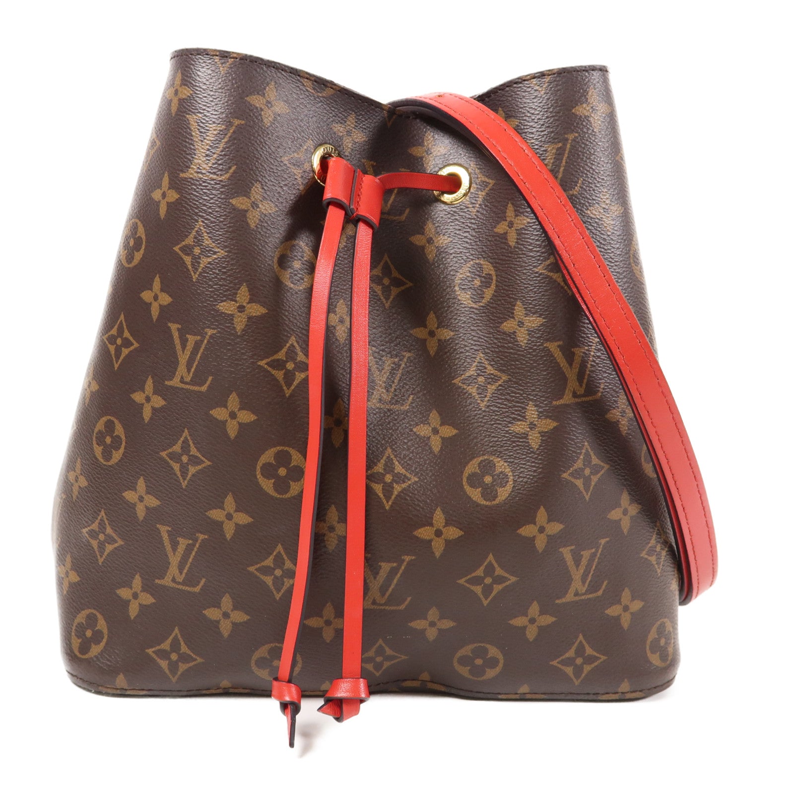 LOUIS VUITTON GHW Neo Noe Bucket Bag Shoulder Handbag M44021 Monogram Coquelicot