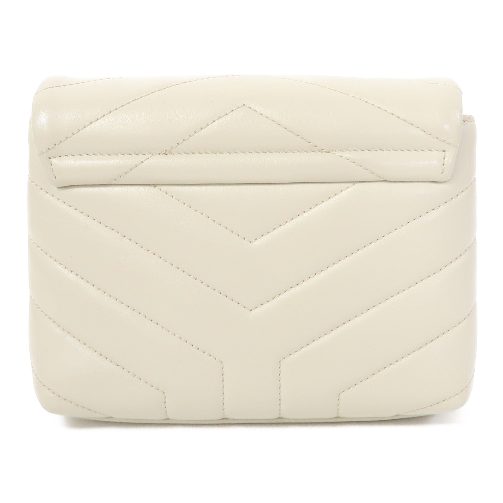 SAINT LAURENT 斜紋牛皮皮革Shoulder Bag銀扣肩背袋淺灰色