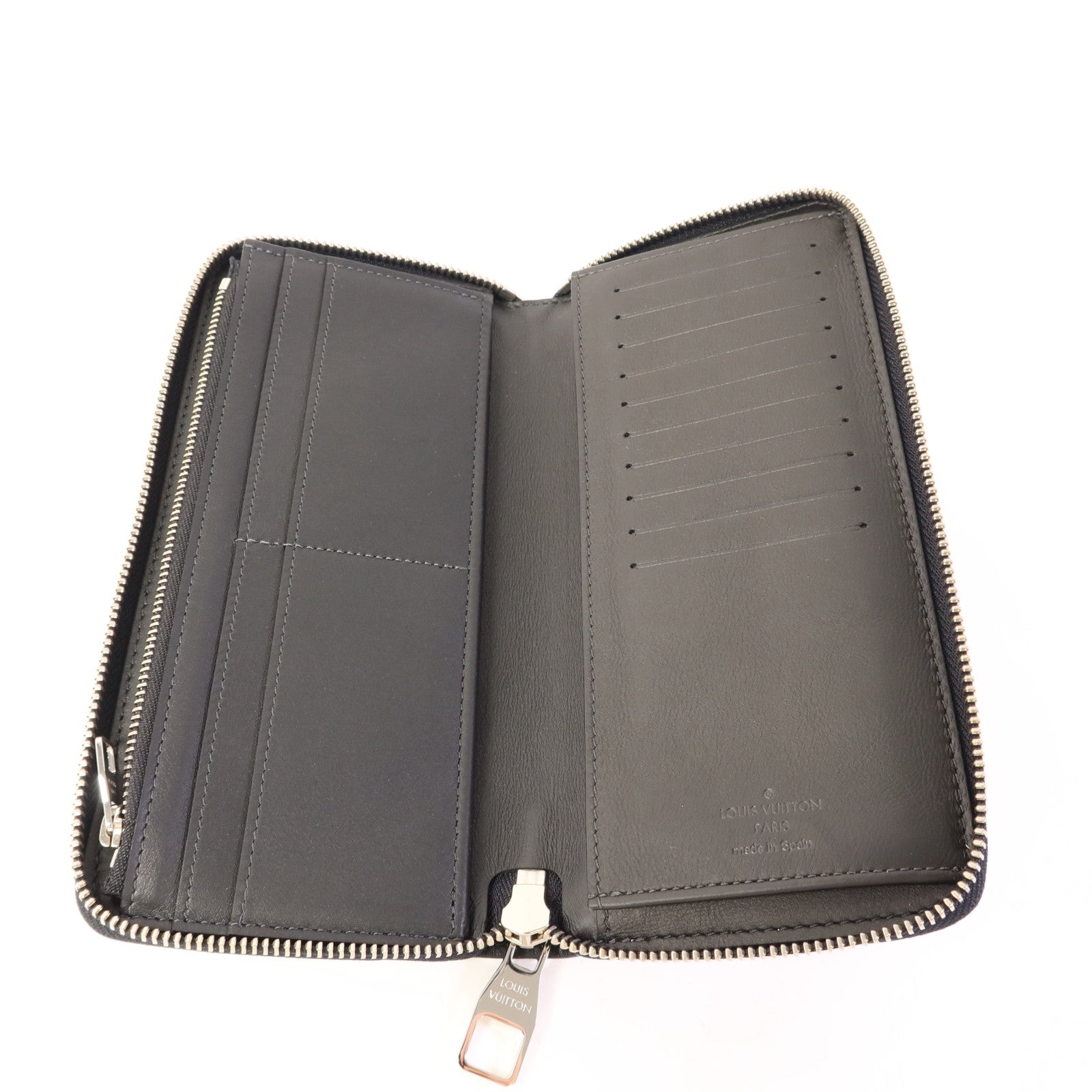 LOUIS VUITTON Damier Graphite Zipper Wallet Vertical銀扣長錢包