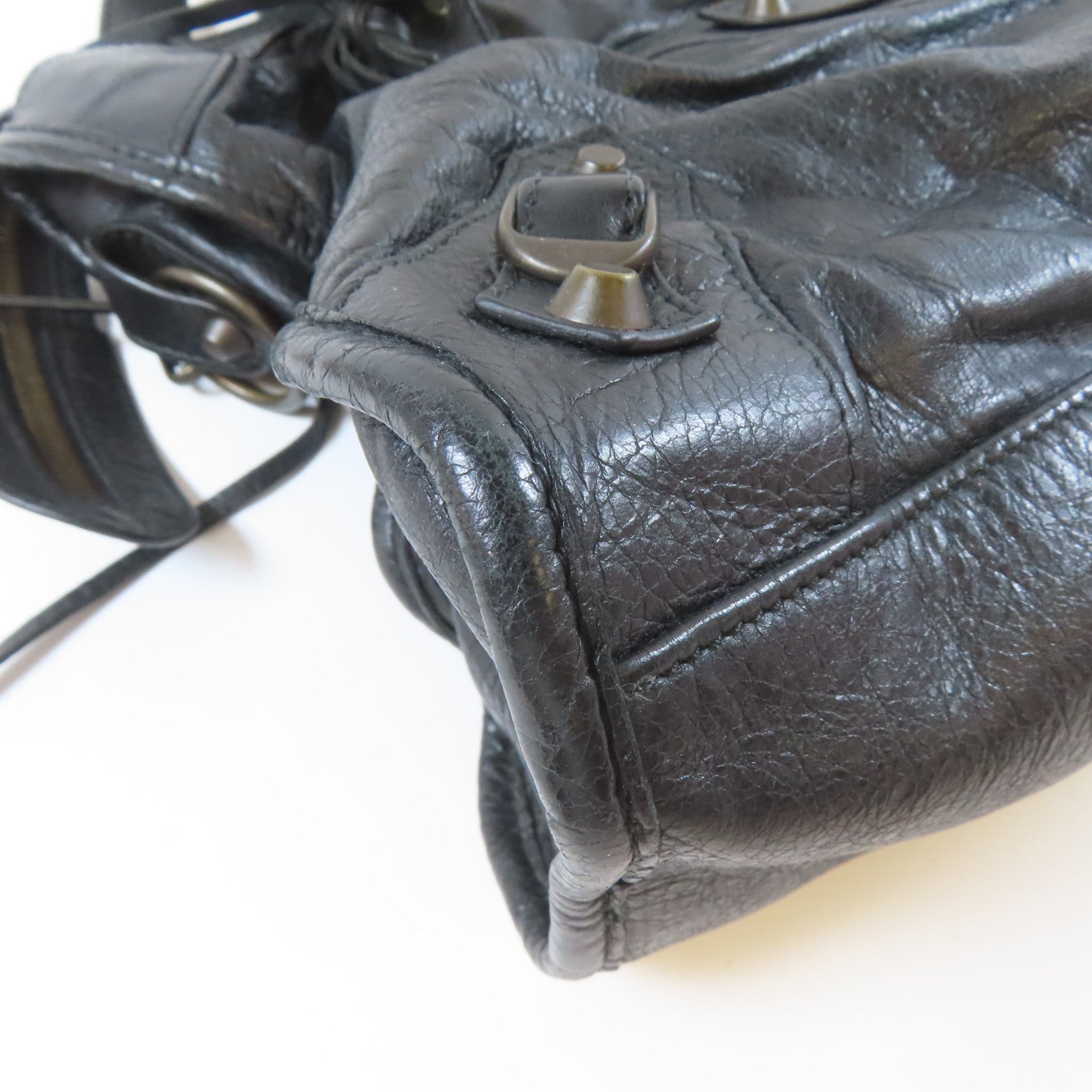 BALENCIAGA 羊皮皮革City黑扣手挽肩背兩用袋黑色