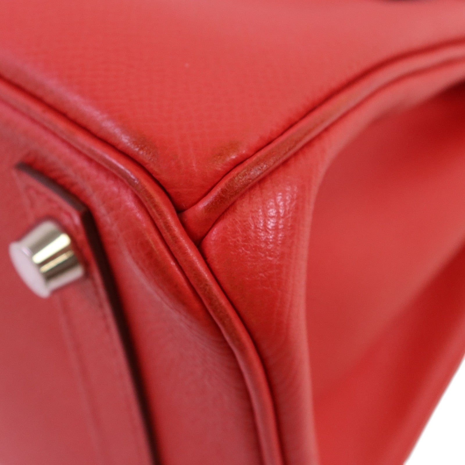 HERMES Epsom皮革Birkin 30銀扣手挽袋紅色