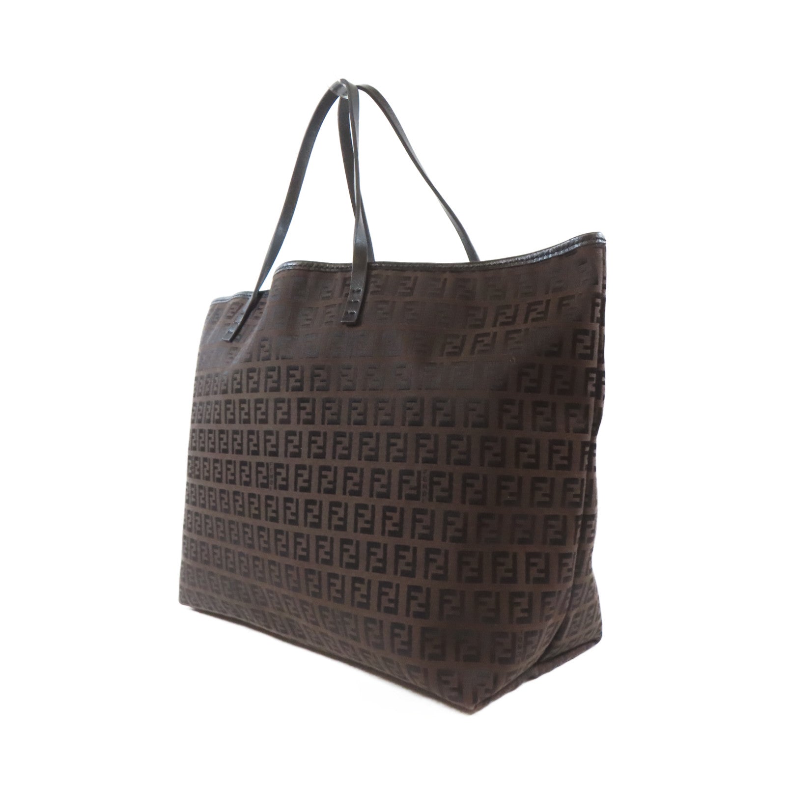 FENDI 帆布Tote Bag銀扣手挽袋啡色