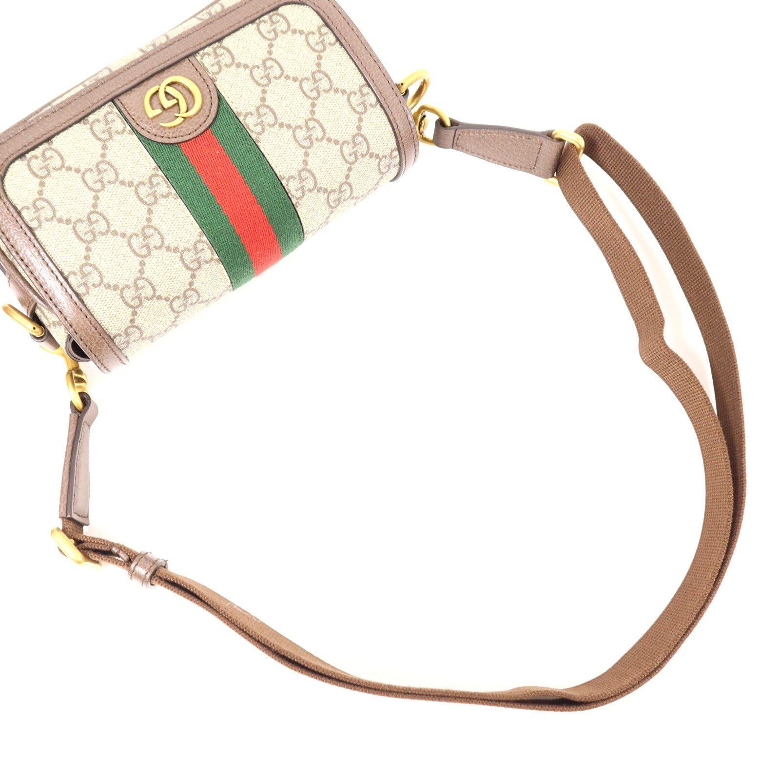 GUCCI 塗層帆布Ophidia Mini Bag金扣肩背袋