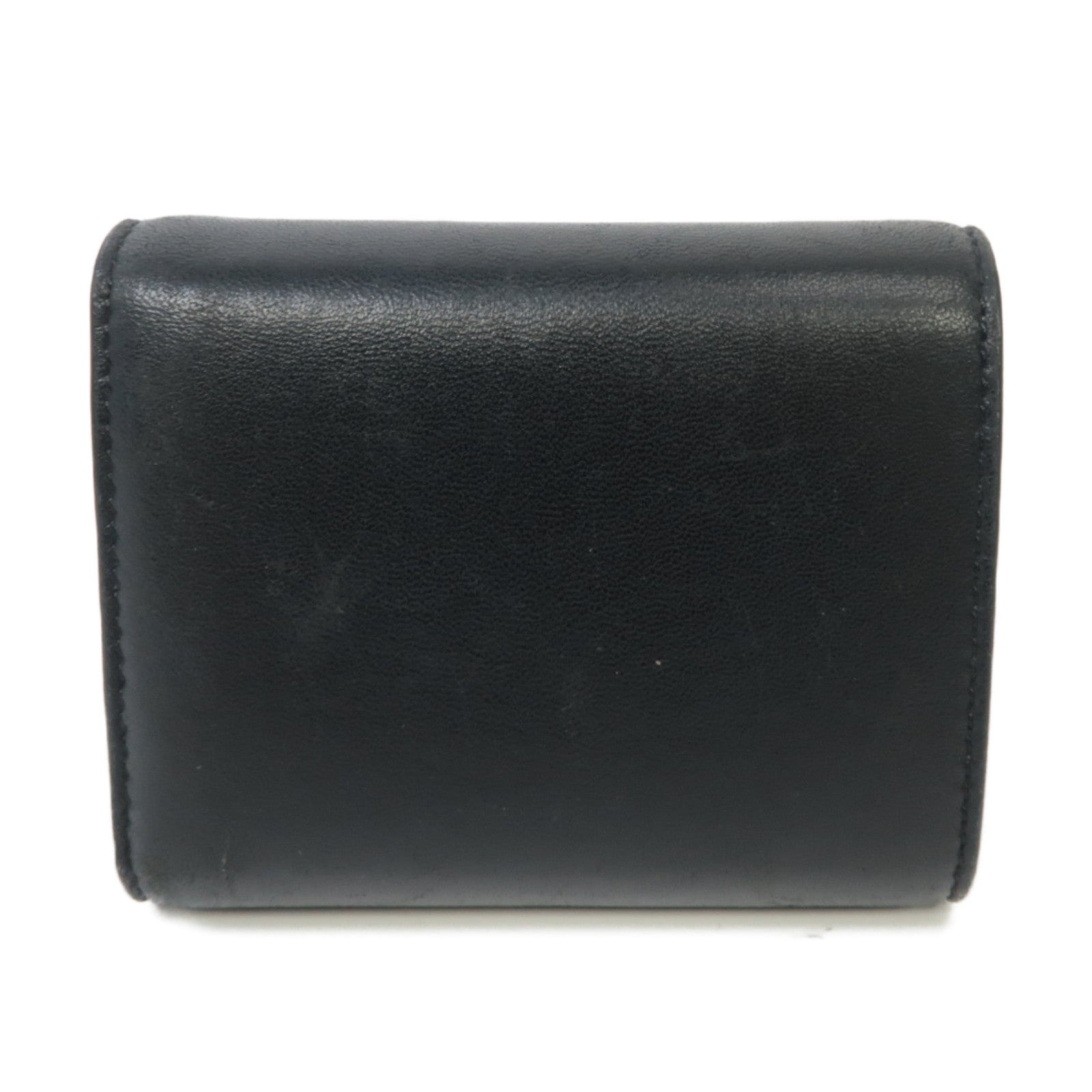 CELINE 【激減優惠】羊皮皮革Triomphe Compact Wallet金扣錢包黑色