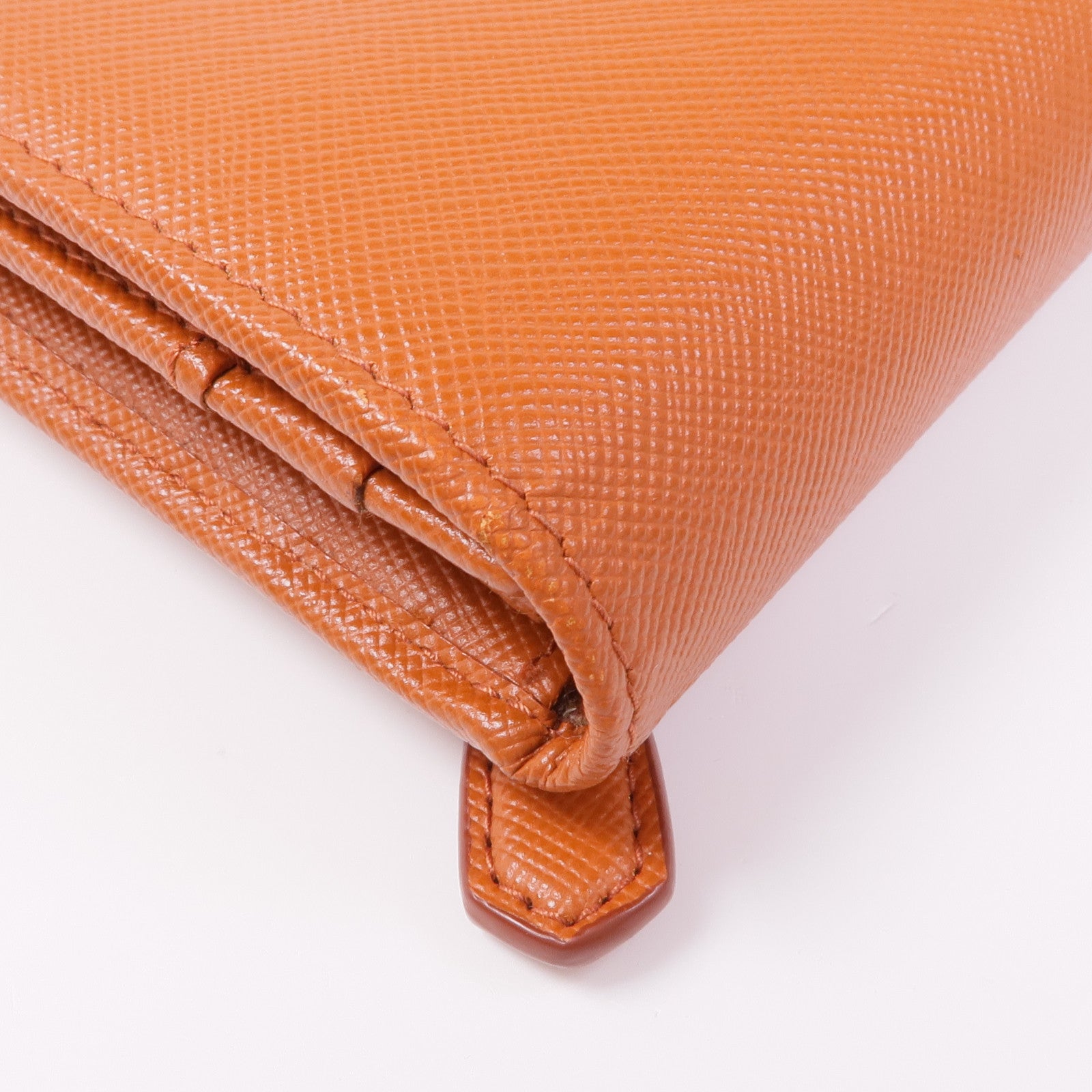 PRADA GHW Long Wallet Calfskin Leather Brown