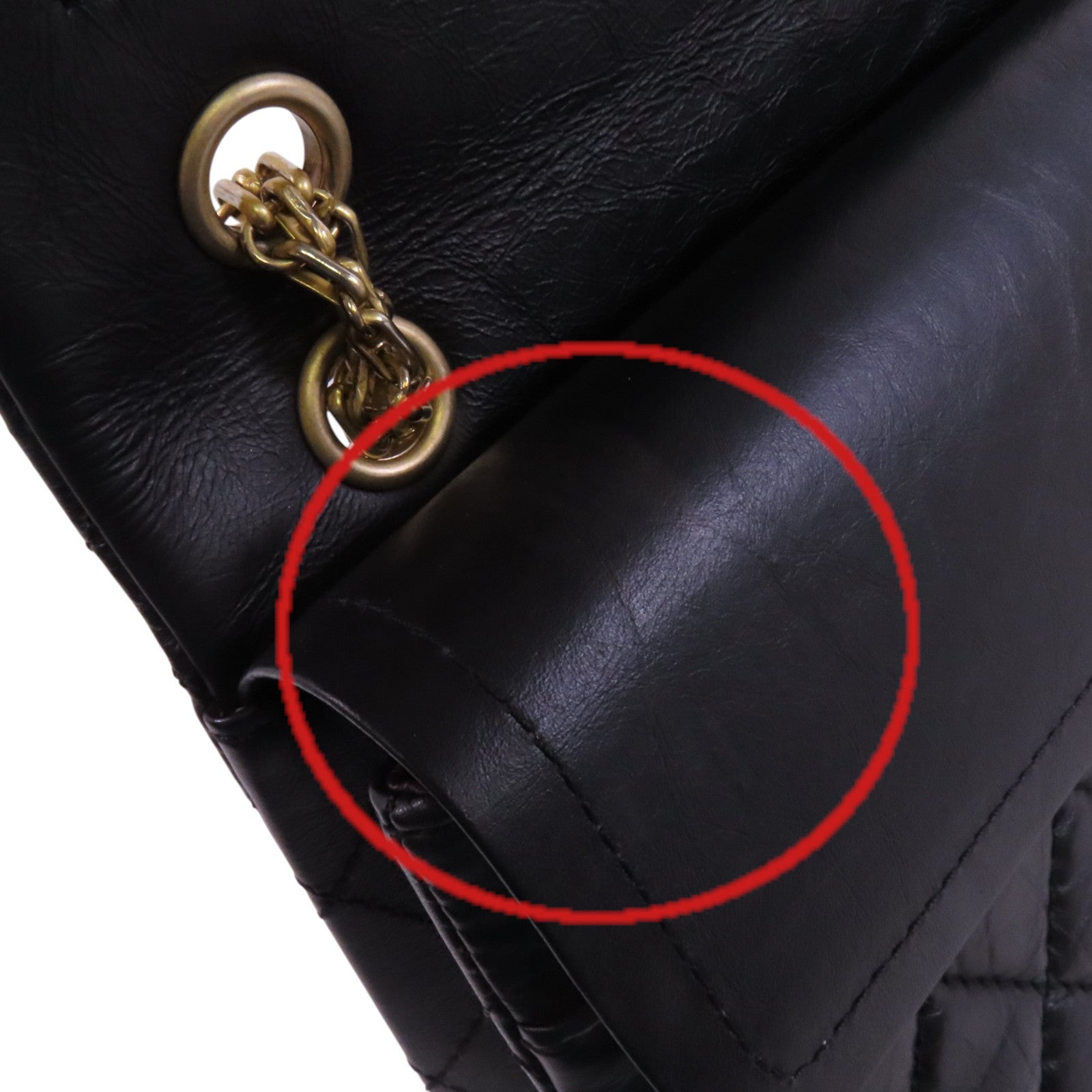 CHANEL 牛皮皮革2.55 28cm金扣鏈帶肩背袋