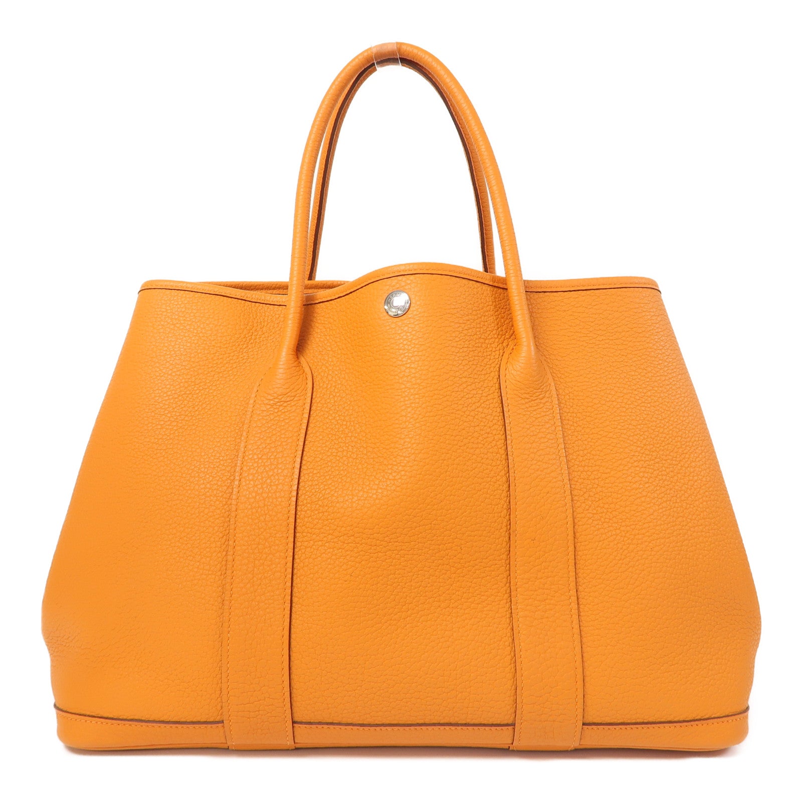 HERMES Negonda皮革GardenParty PM銀扣手挽袋橙色