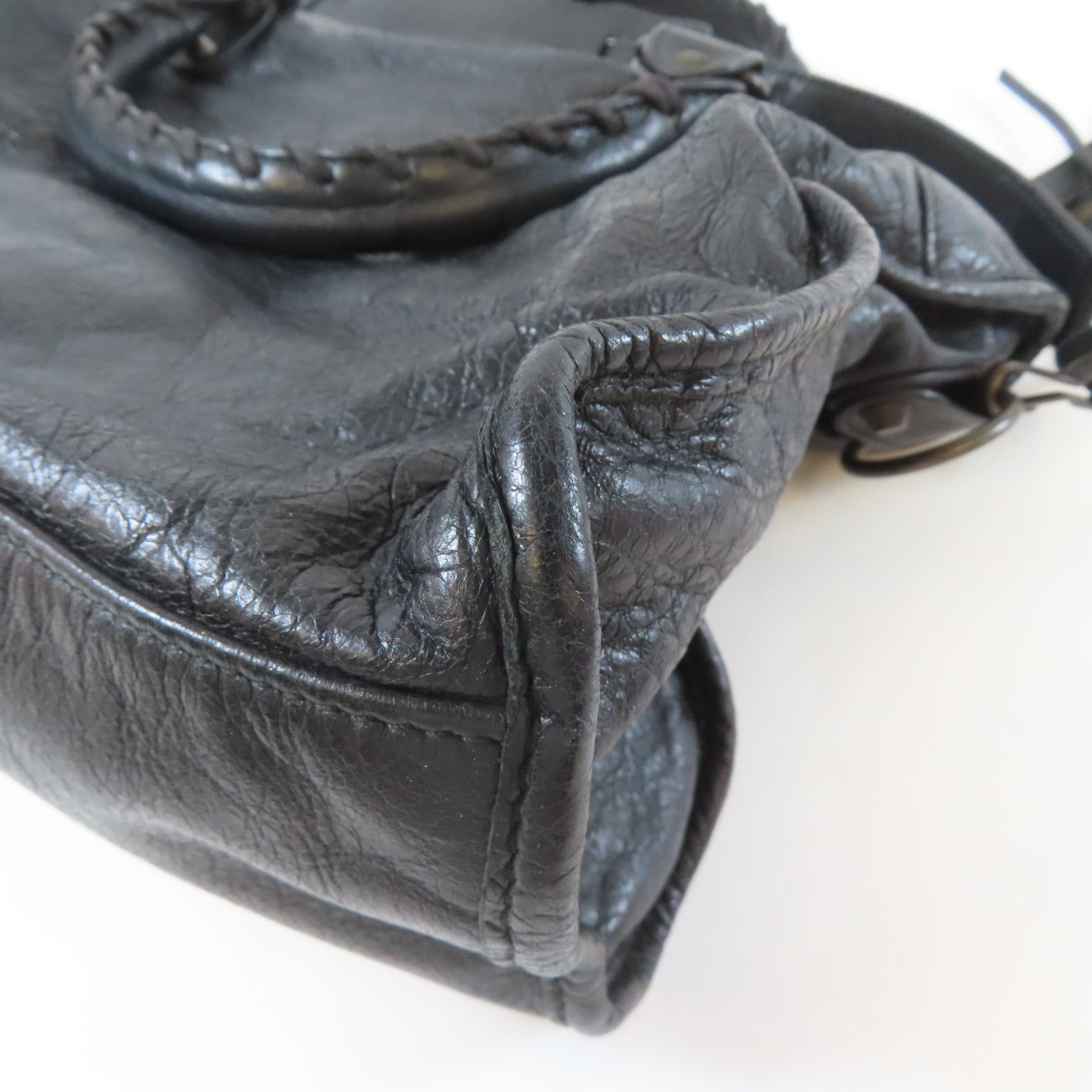 BALENCIAGA 羊皮皮革City黑扣手挽肩背兩用袋黑色