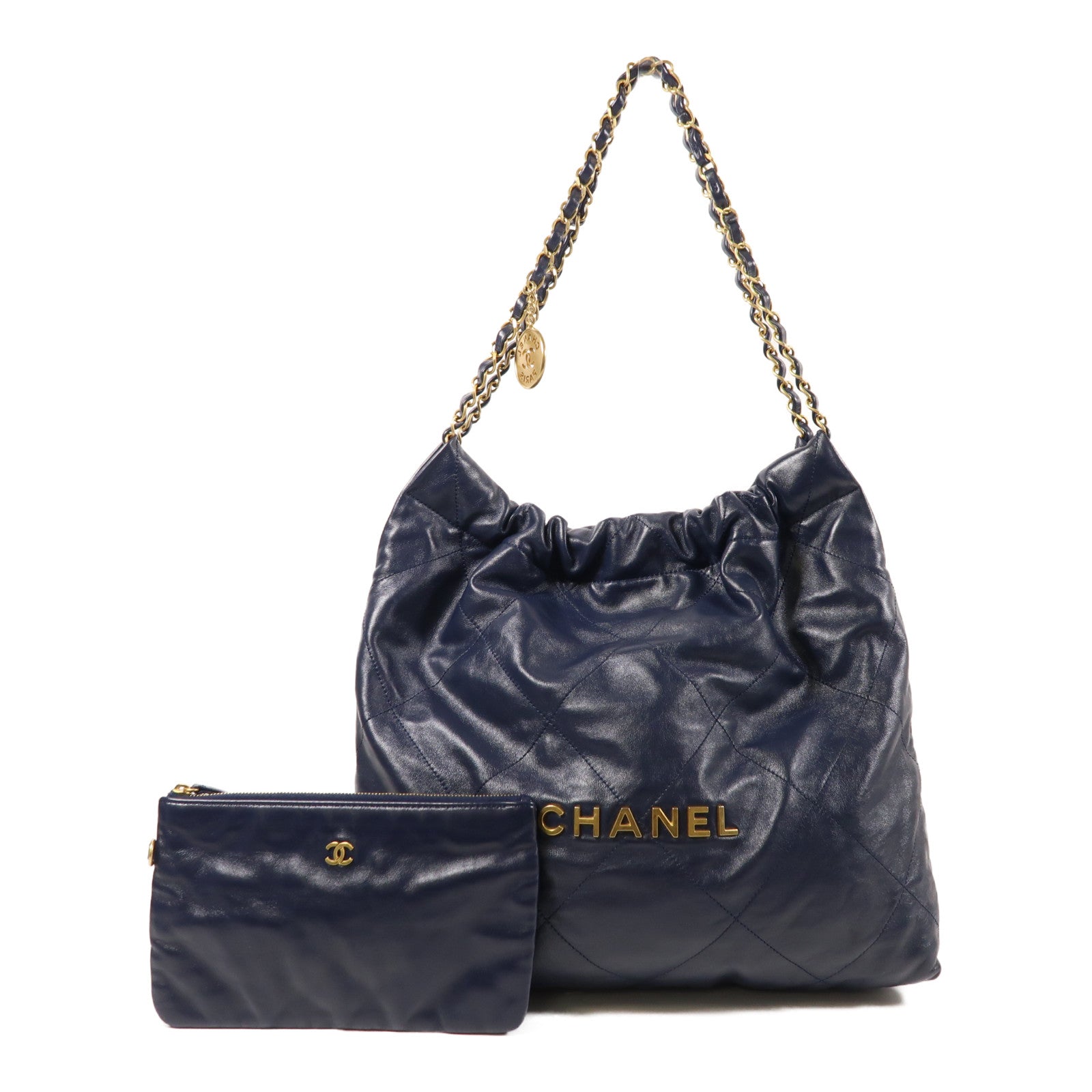 CHANEL 牛皮皮革Chanel 22 Medium金扣鏈帶手挽袋