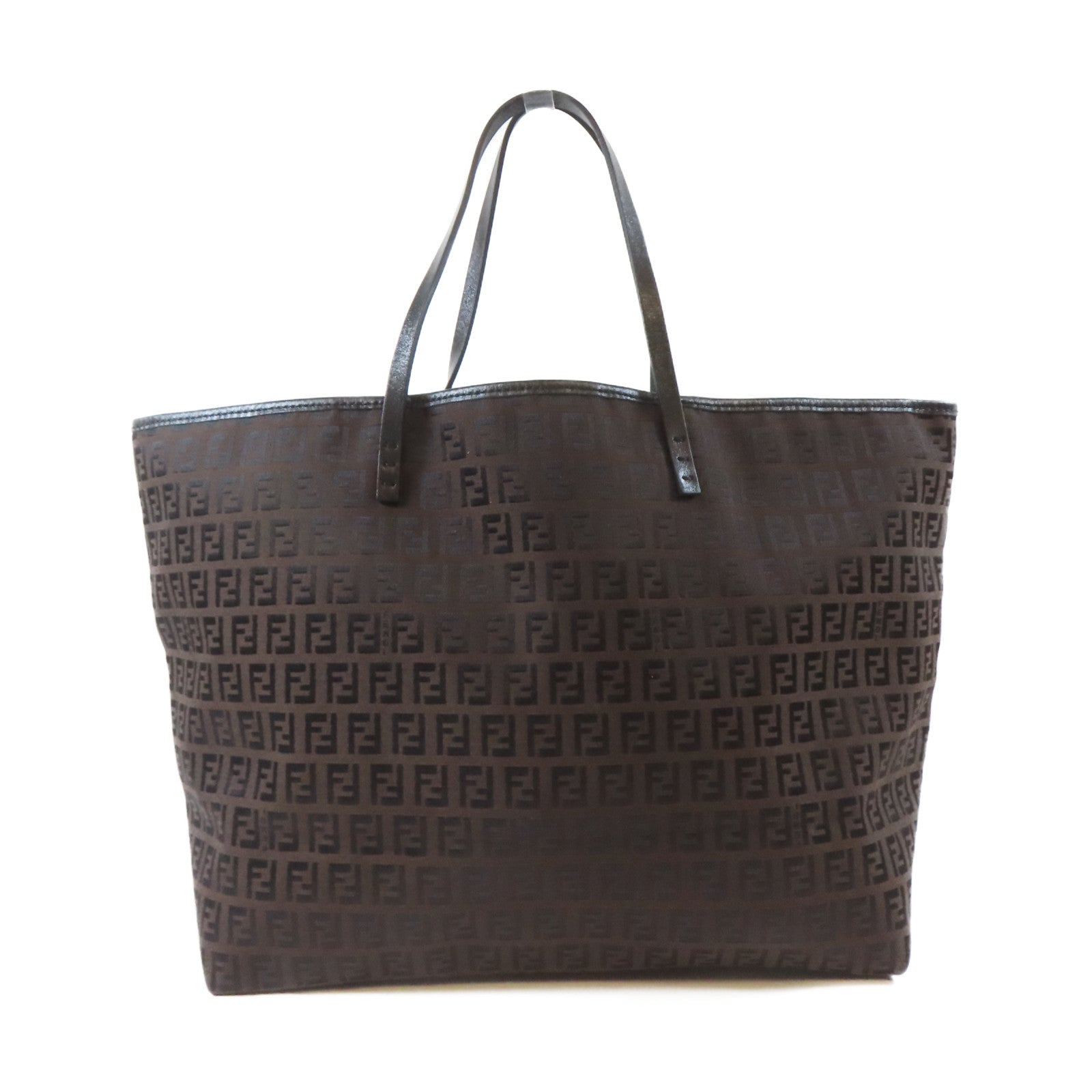 FENDI 帆布Tote Bag銀扣手挽袋啡色