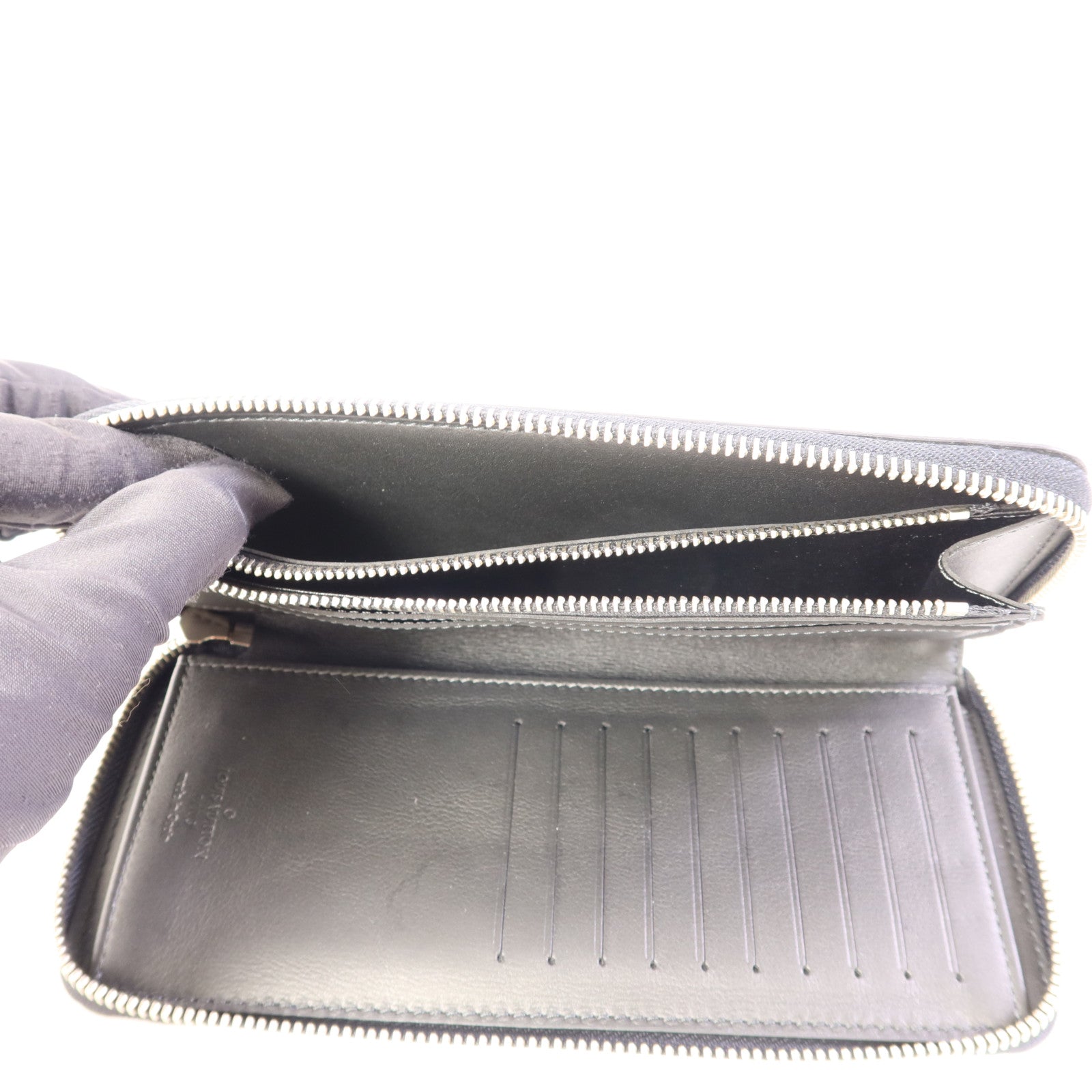 LOUIS VUITTON Damier Graphite Zipper Wallet Vertical銀扣長錢包