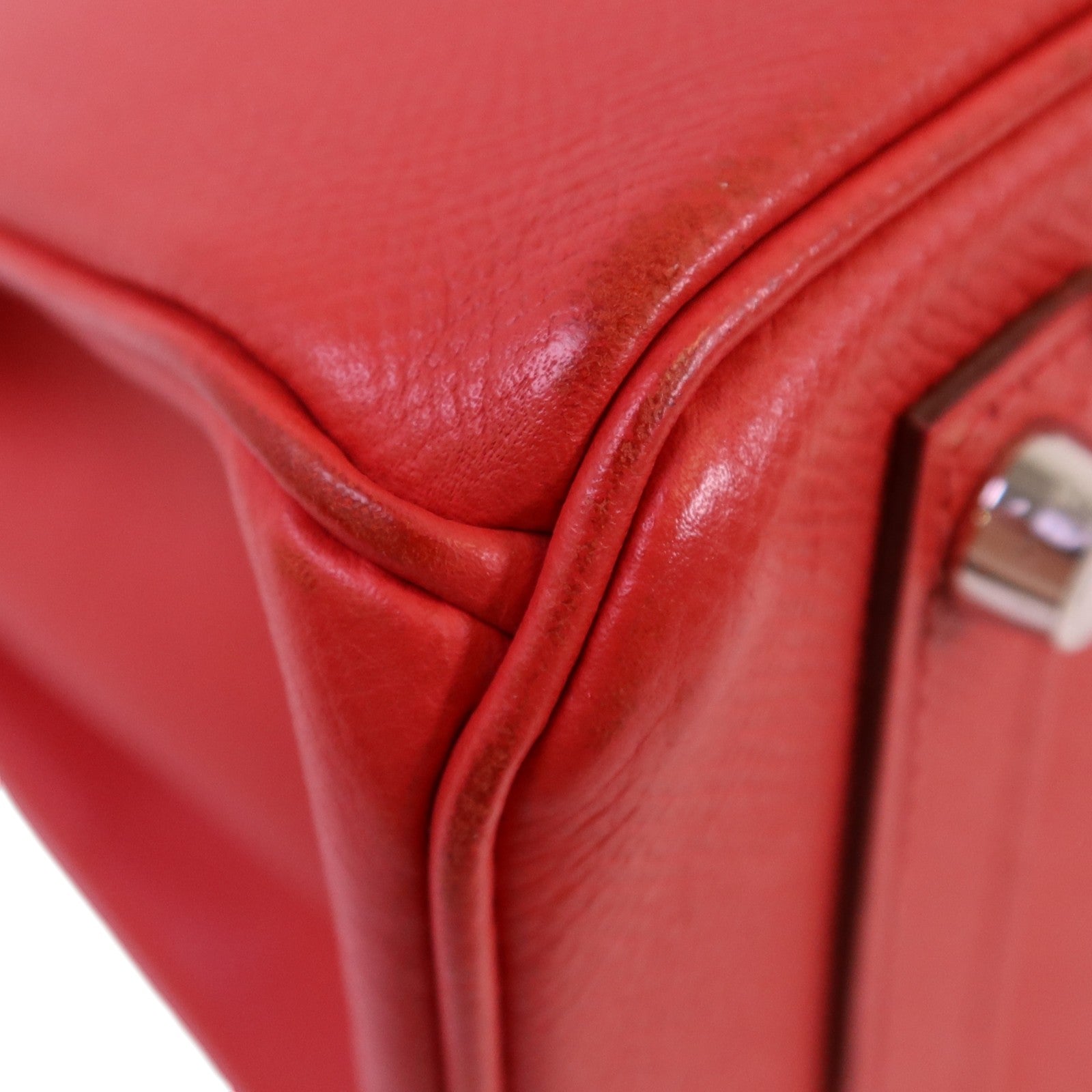 HERMES Epsom皮革Birkin 30銀扣手挽袋紅色