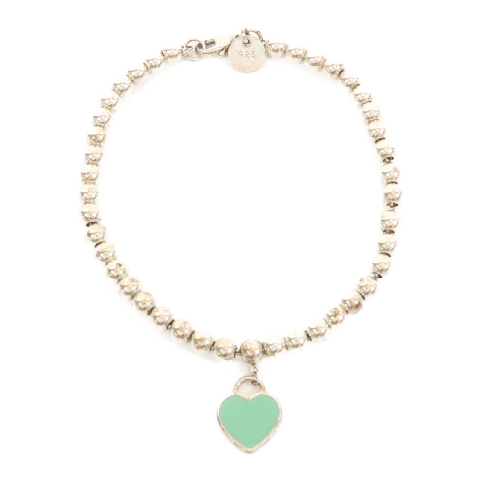 TIFFANY＆CO 925純銀Return to Tiffany Mini Heart Tag Bead Bracelet手鏈
