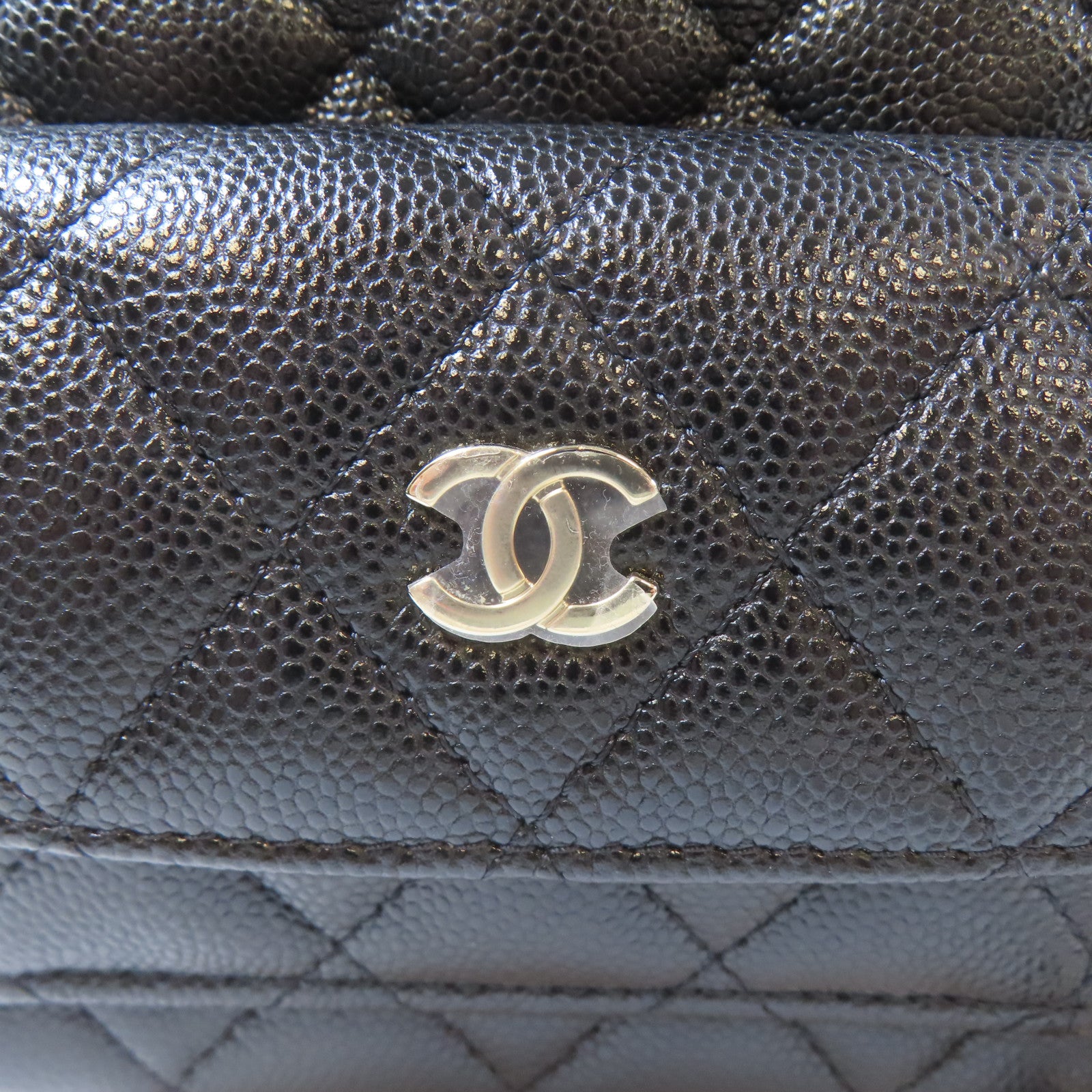 CHANEL 菱格Caviar皮革24C Backpack金扣背包肩背袋兩用黑色